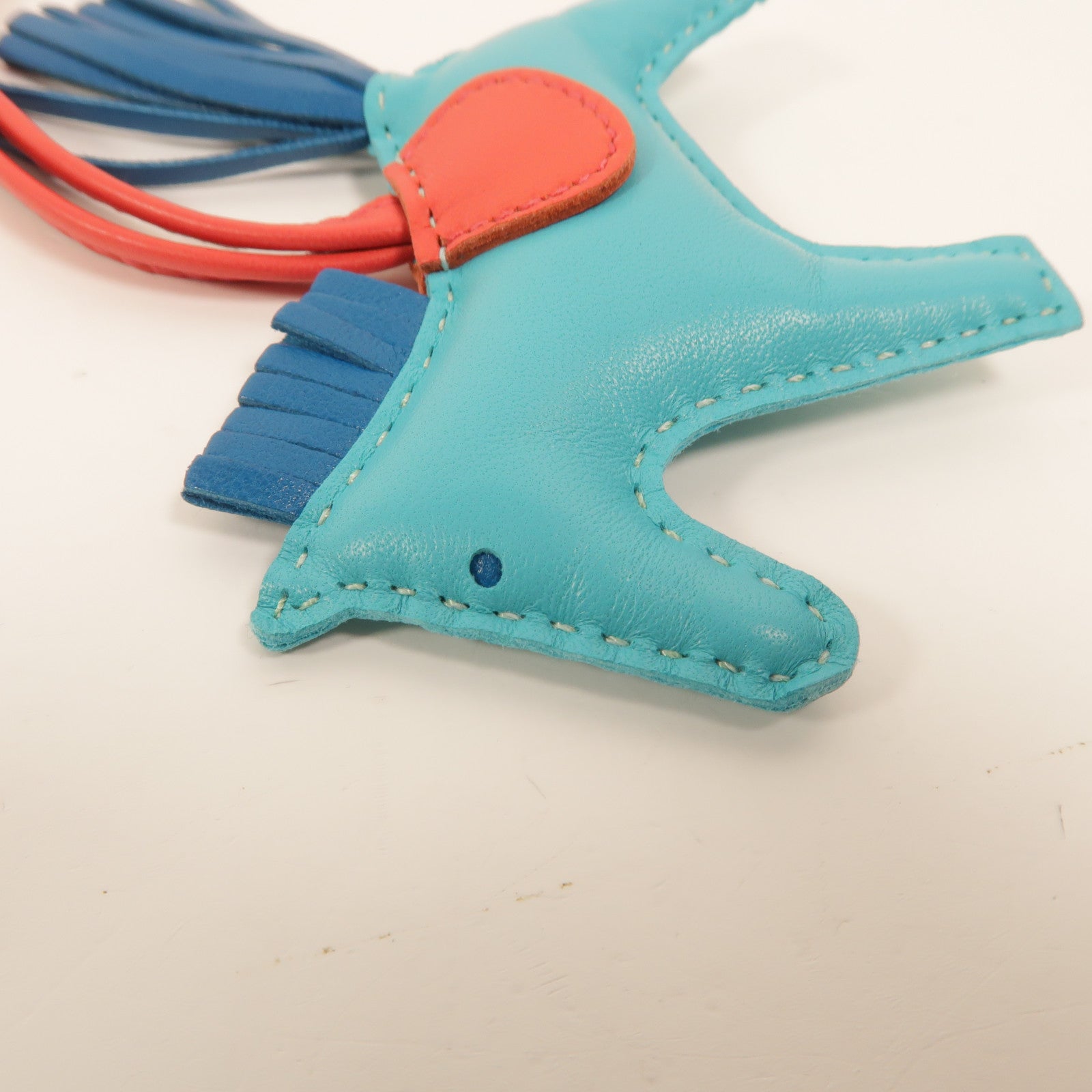 HERMES Milo皮革Rodeo PM掛飾7V Lagon/7W Bleu Izmir/A5 Bougainvillier