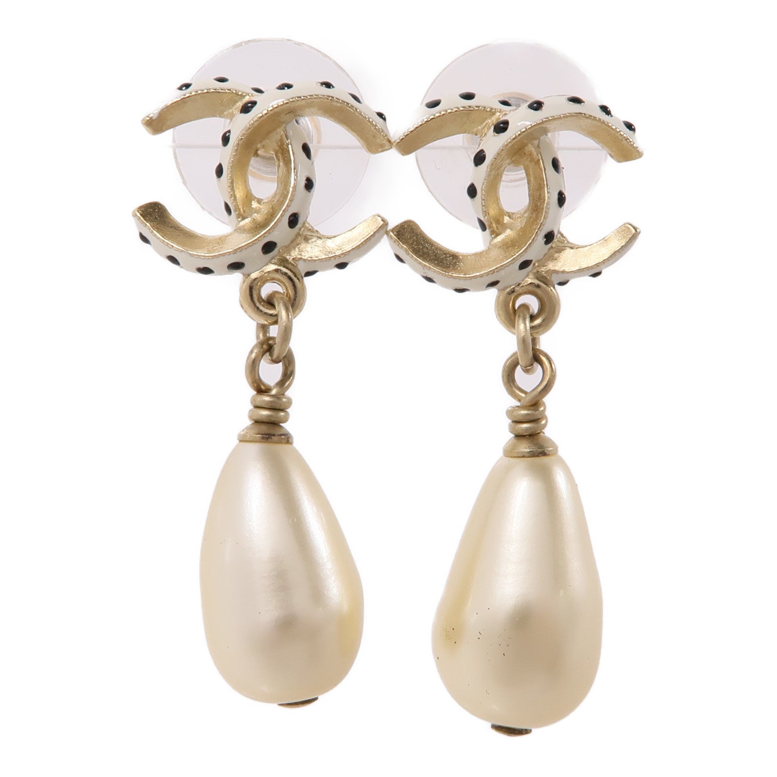 CHANEL 金屬Earrings耳環金色/白色