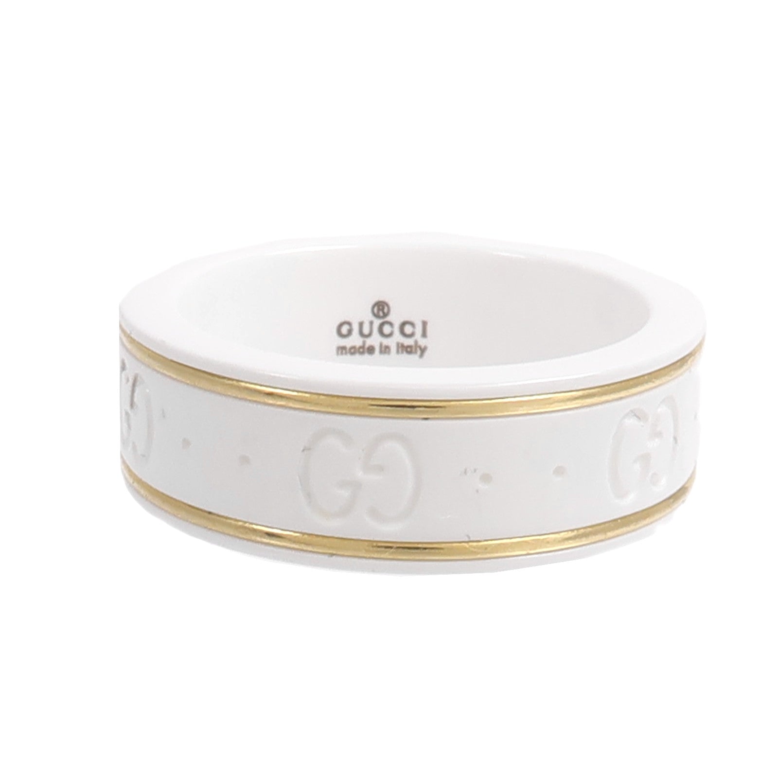 GUCCI White Zirconia/18K黃金 Icon Ring戒指
