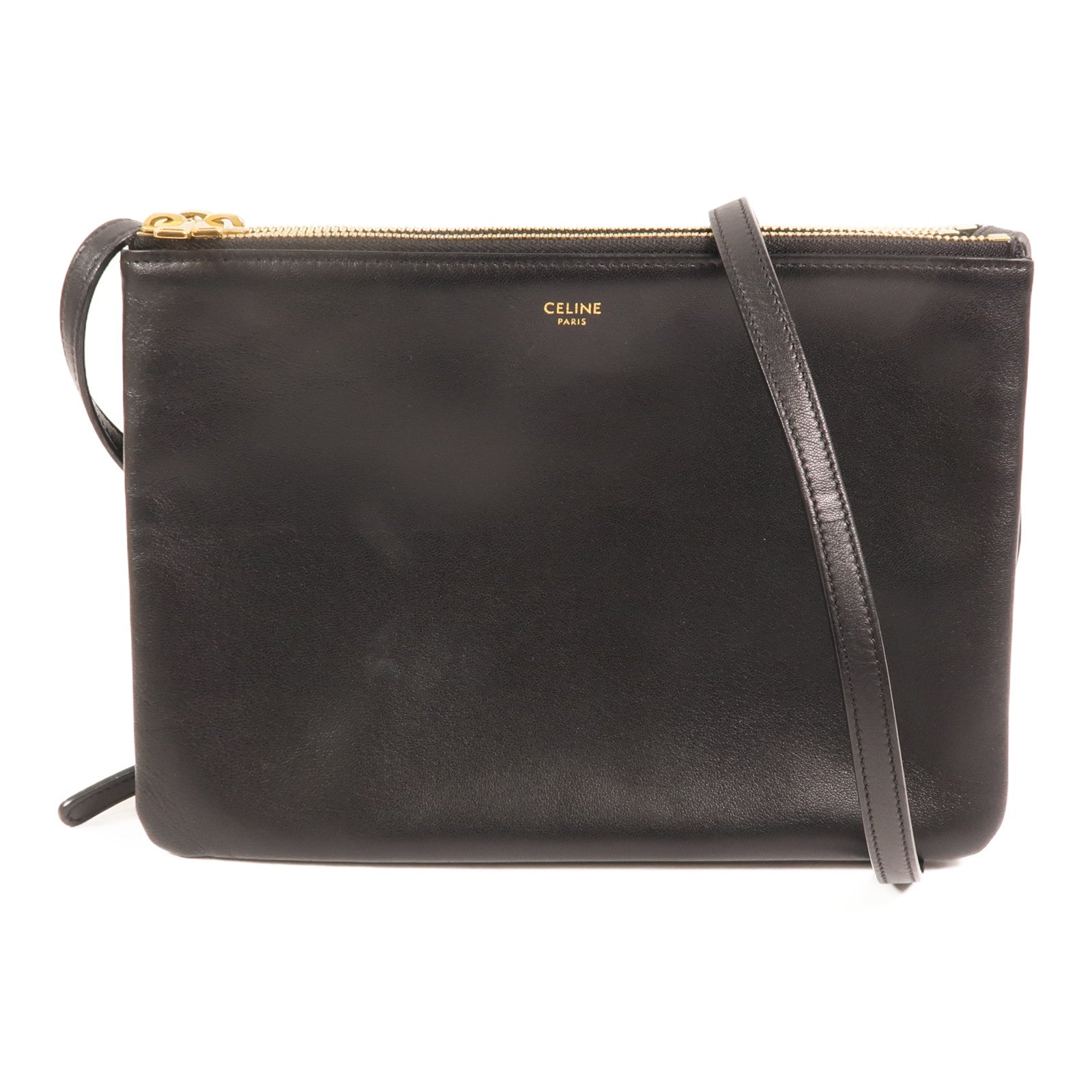 CELINE 牛皮皮革Trio金扣肩背袋