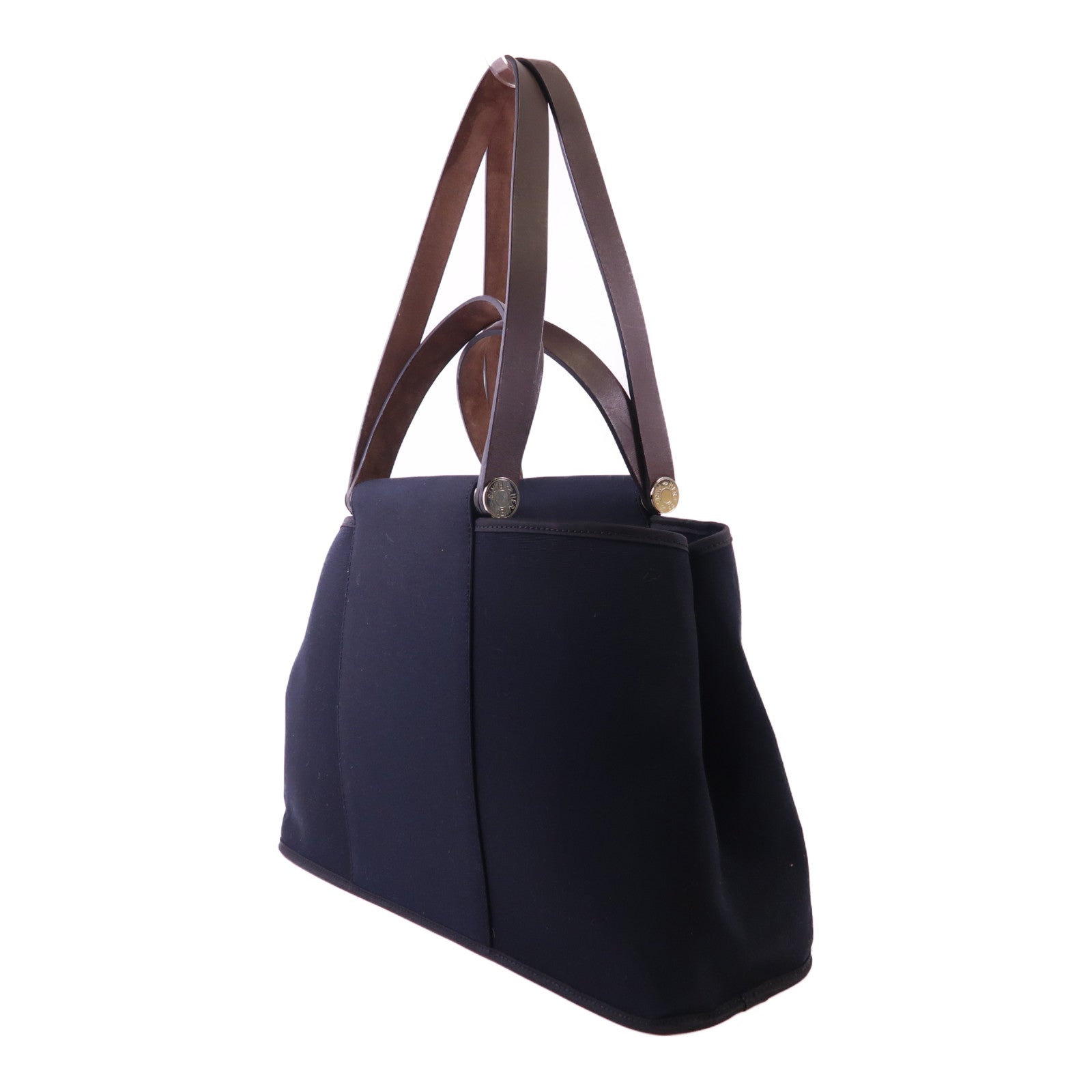 HERMES 帆布Cabag銀扣手挽肩背兩用袋