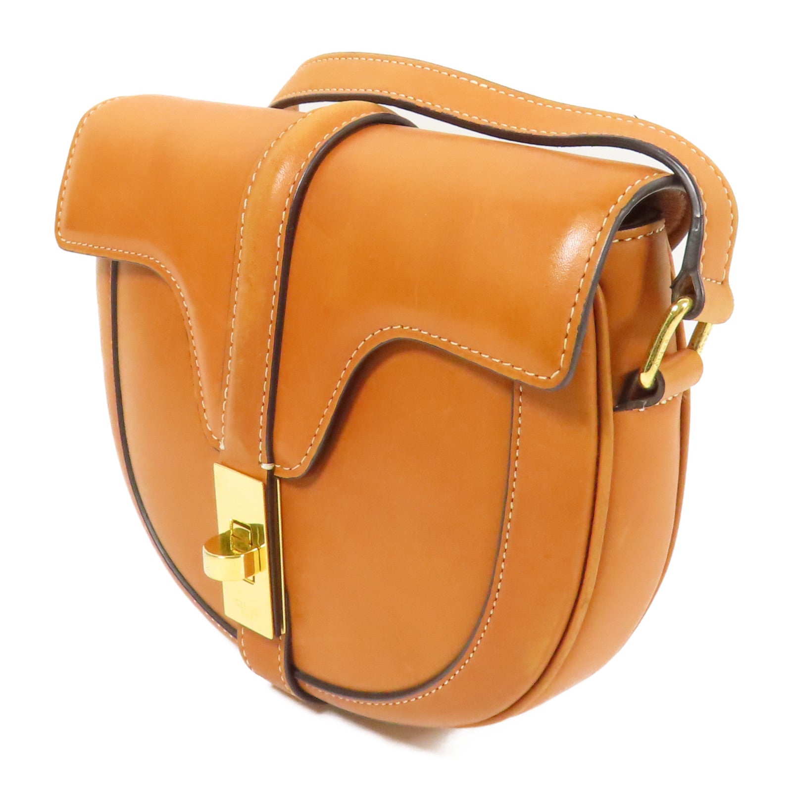 CELINE 牛皮皮革Besace 金扣肩背袋