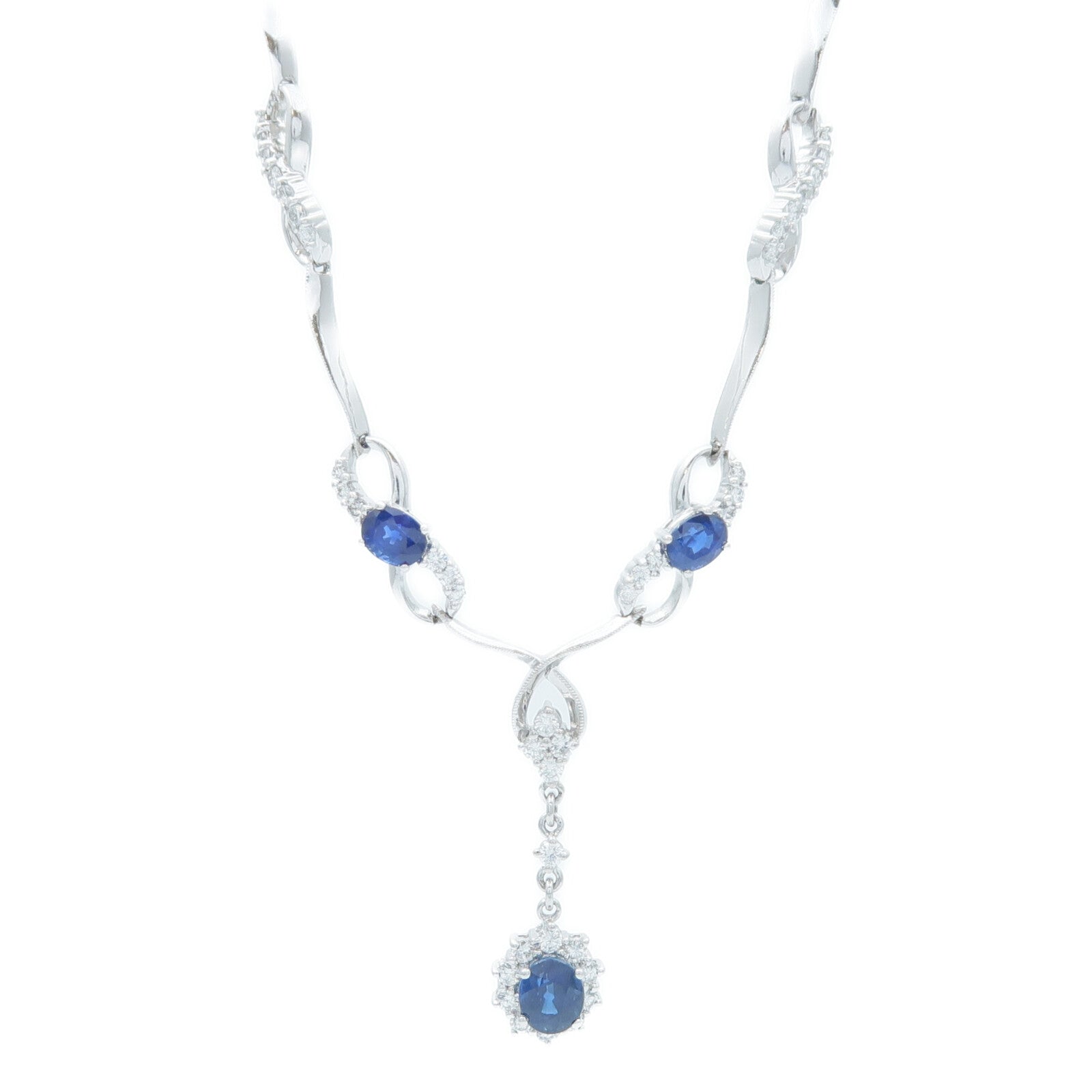 JEWELRY 18K白金Sapphire Diamond Necklace藍寶石/鑽石項鍊
