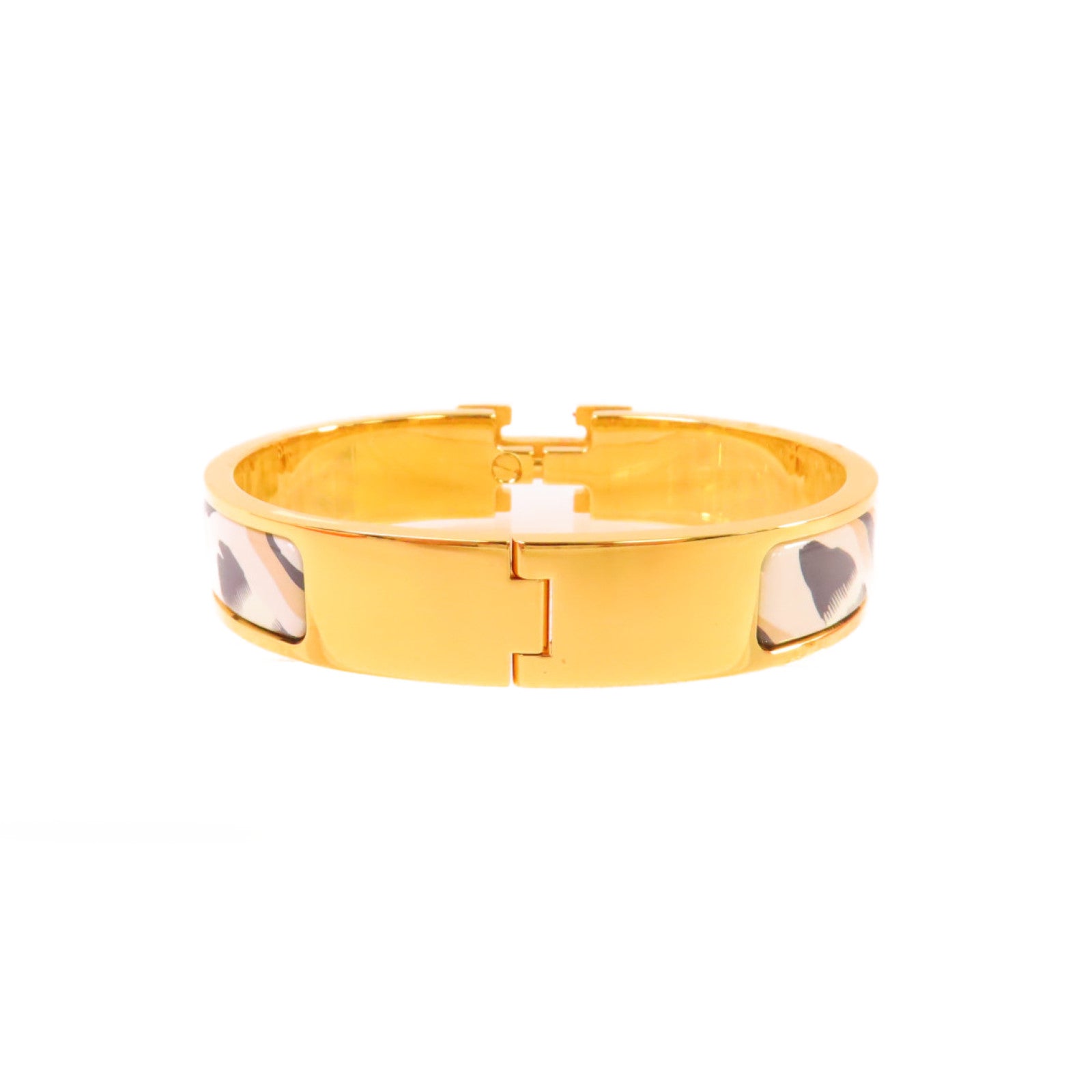 HERMES 金屬/琺瑯Clic H Bracelet手鐲白色/藍色/啡色/金色
