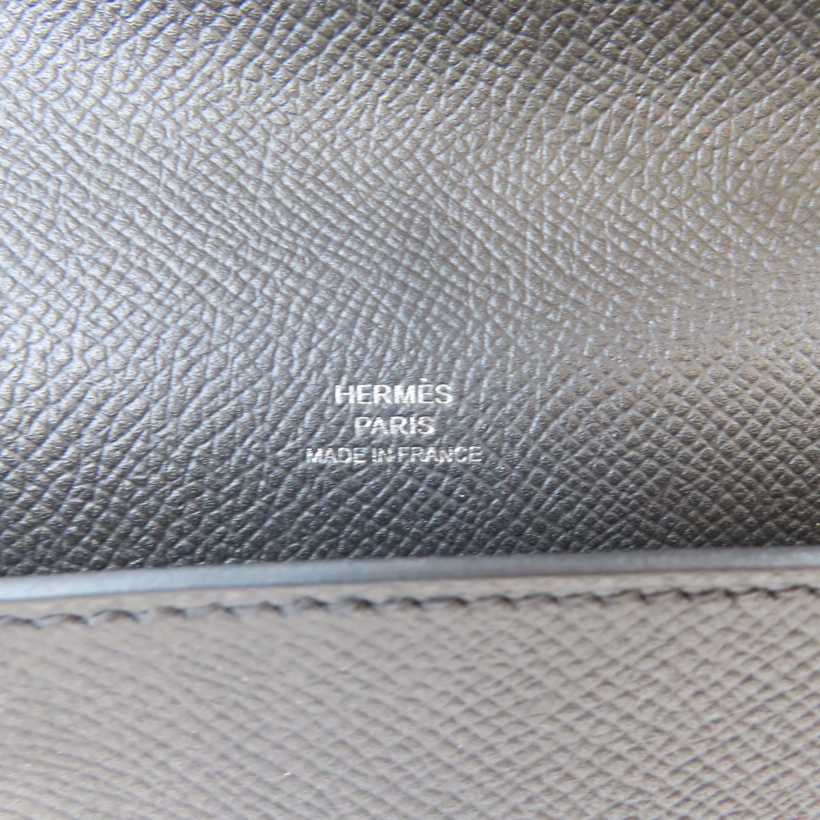 HERMES Epsom皮革Portefeuille Sac Hermesnap銀扣肩背袋黑色