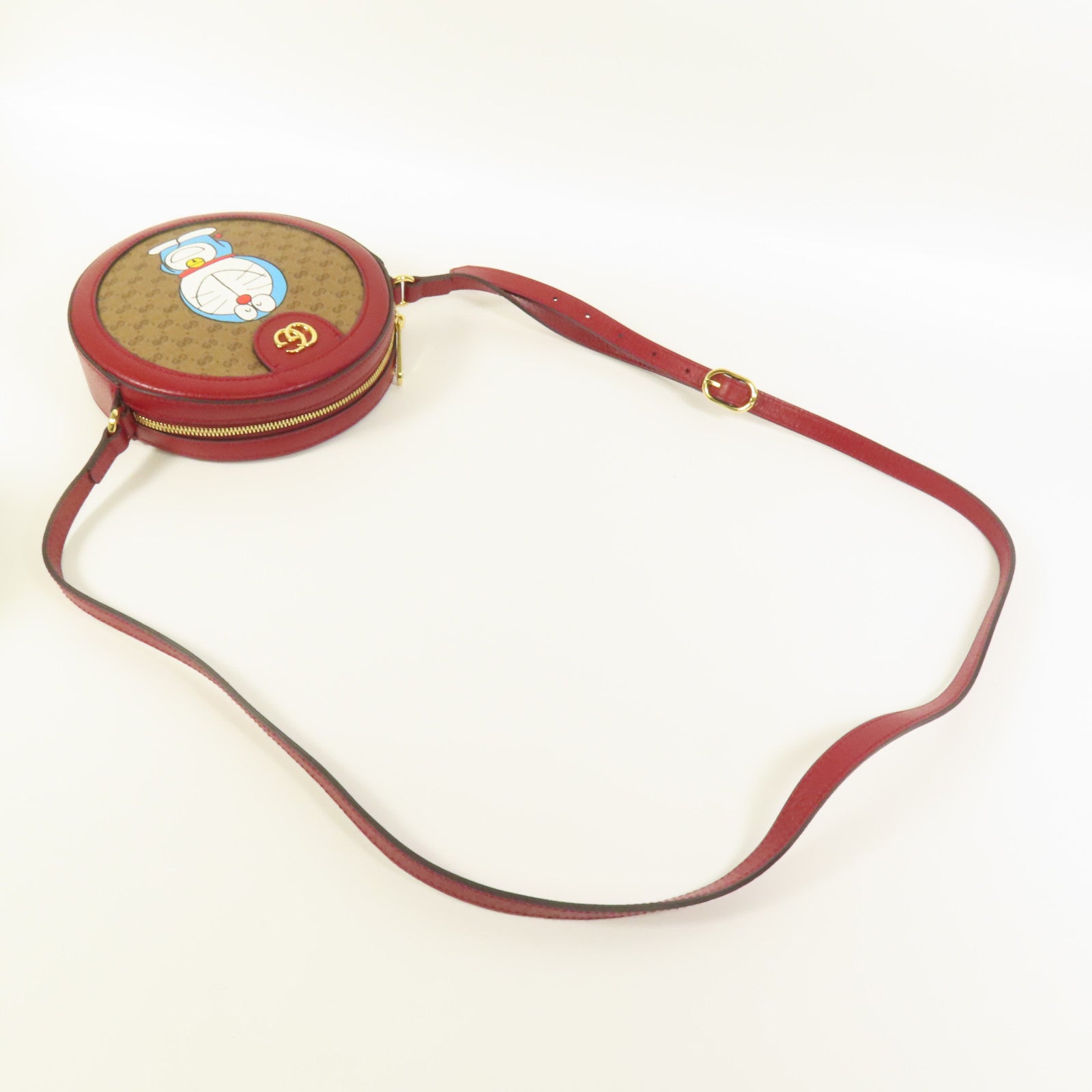 GUCCI 塗層帆布Gucci x Doraemon金扣肩背袋