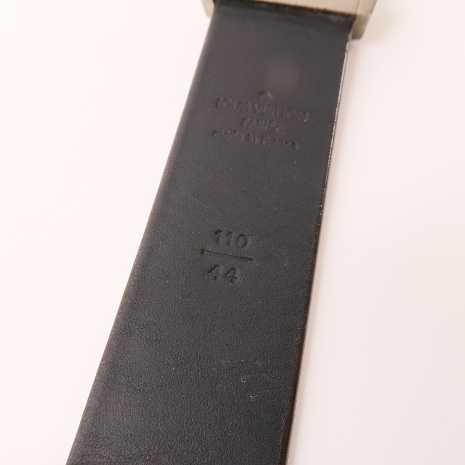 LOUIS VUITTON Taiga Belt銀扣皮帶棕色
