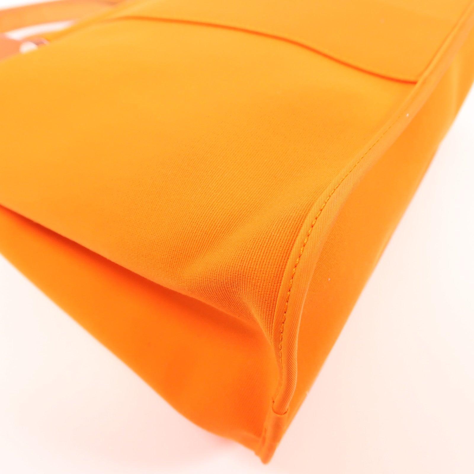 HERMES 帆布Cabag銀扣手挽肩背兩用袋Orange