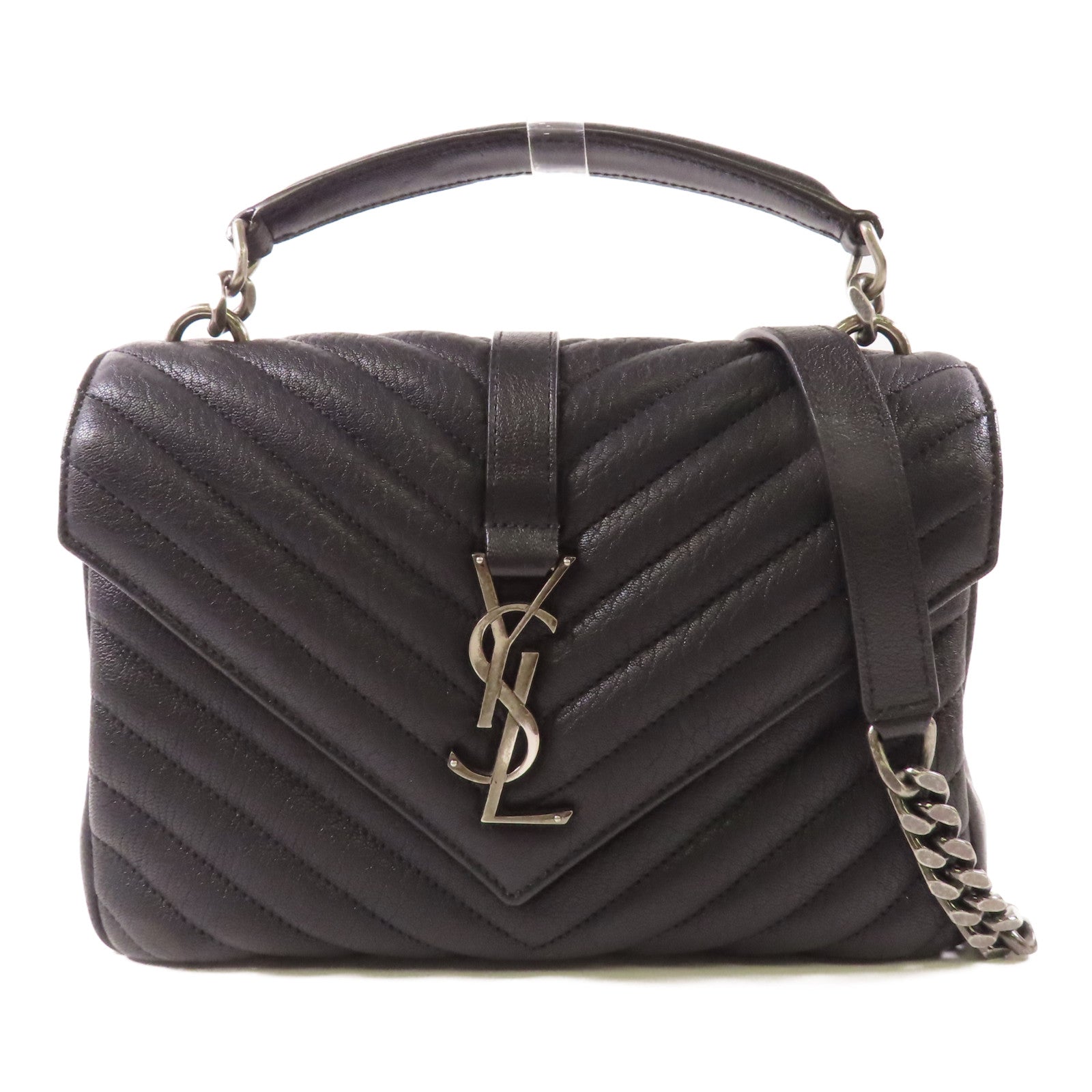 SAINT LAURENT 皮革College Medium鏈帶手挽肩背兩用袋