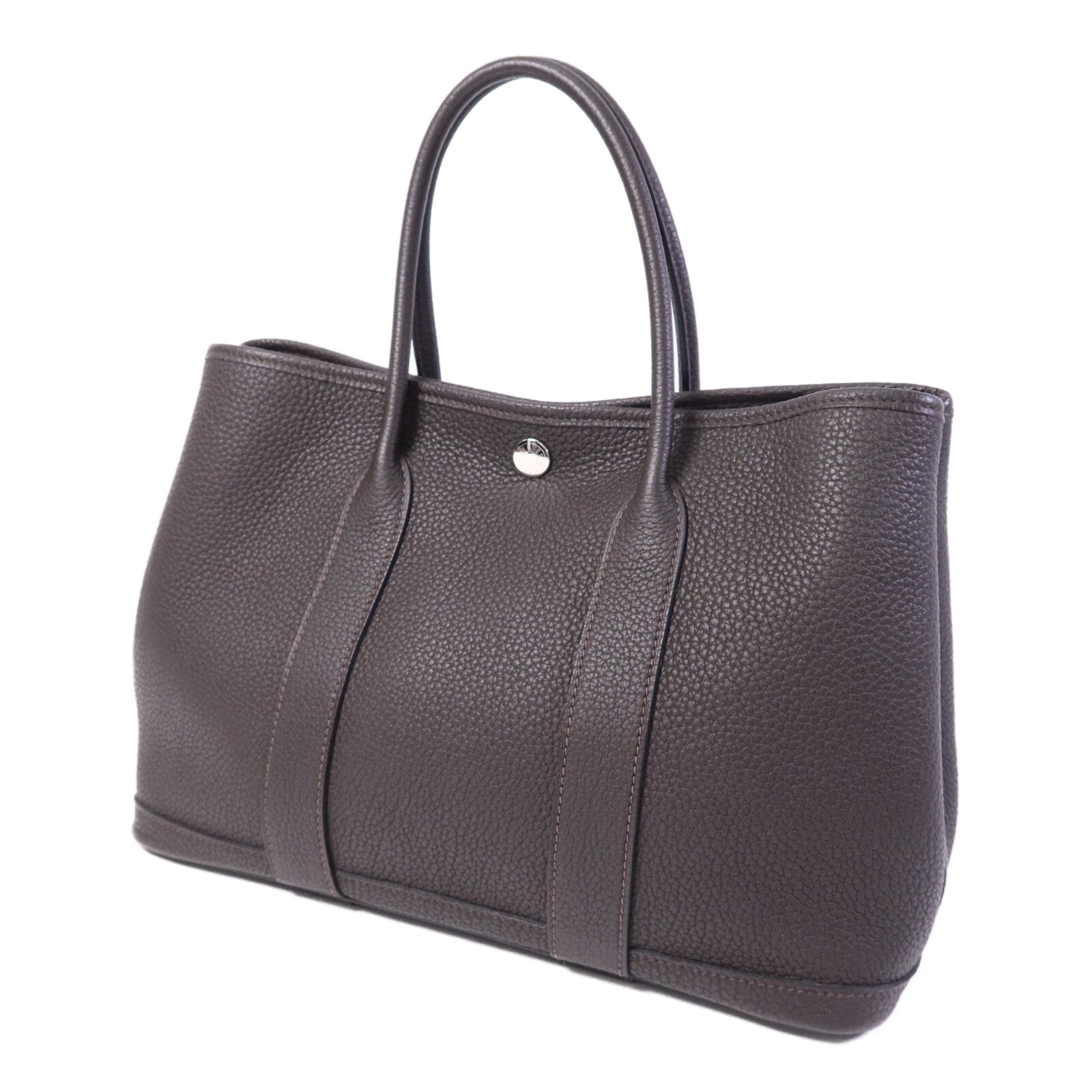HERMES Negonda皮革Garden Party TPM銀扣手挽袋Ebeue