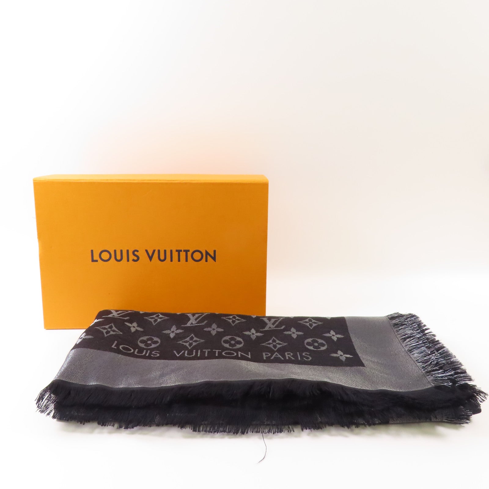 LOUIS VUITTON 絲質/羊毛Monogram Shing Scarf圍巾