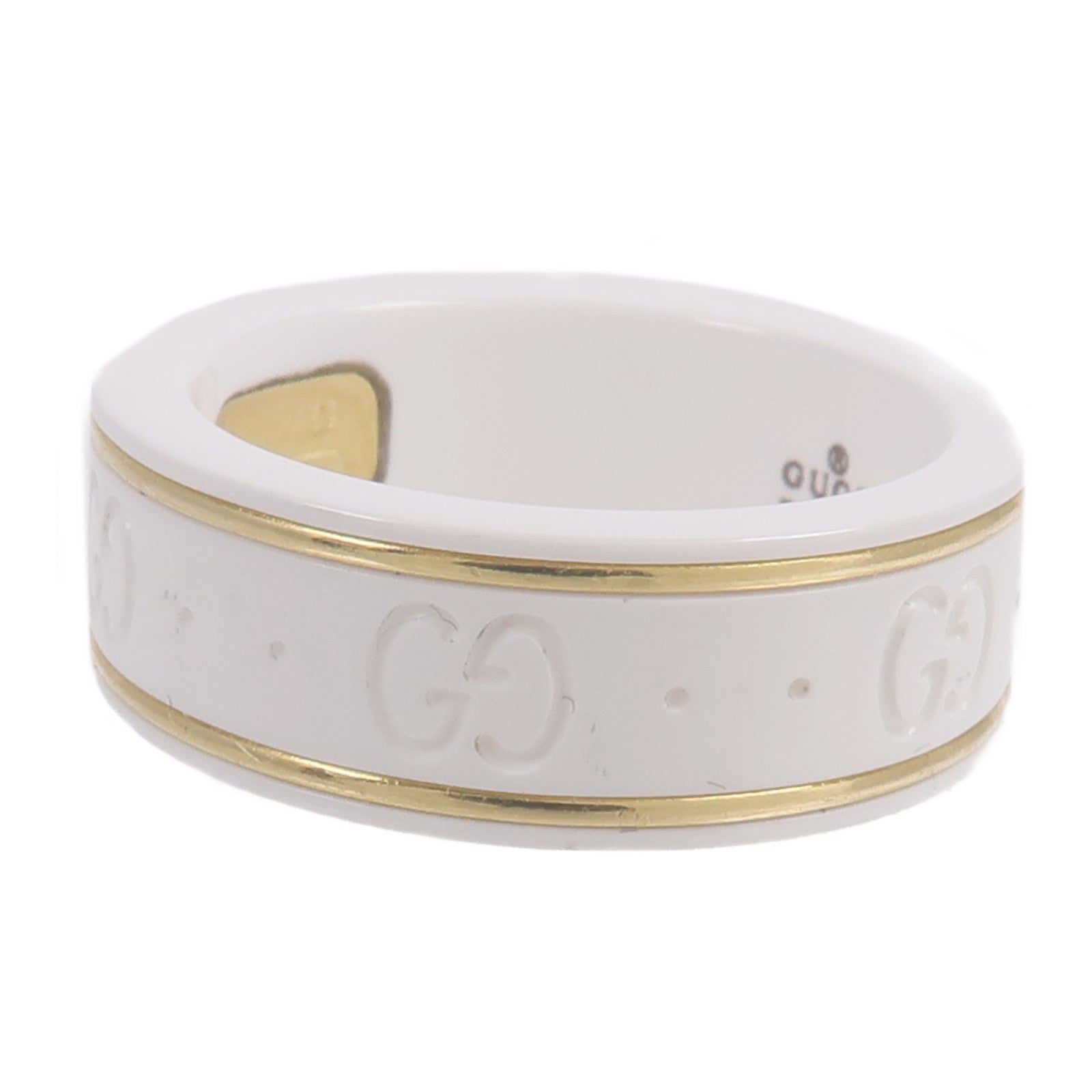 GUCCI White Zirconia/18K黃金 Icon Ring戒指