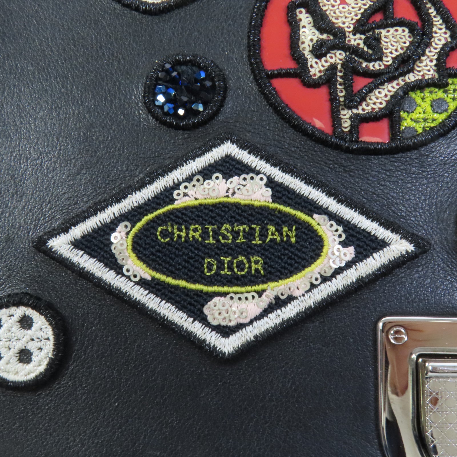 Dior 牛皮皮革Chain Shoulder銀扣鏈帶肩背袋