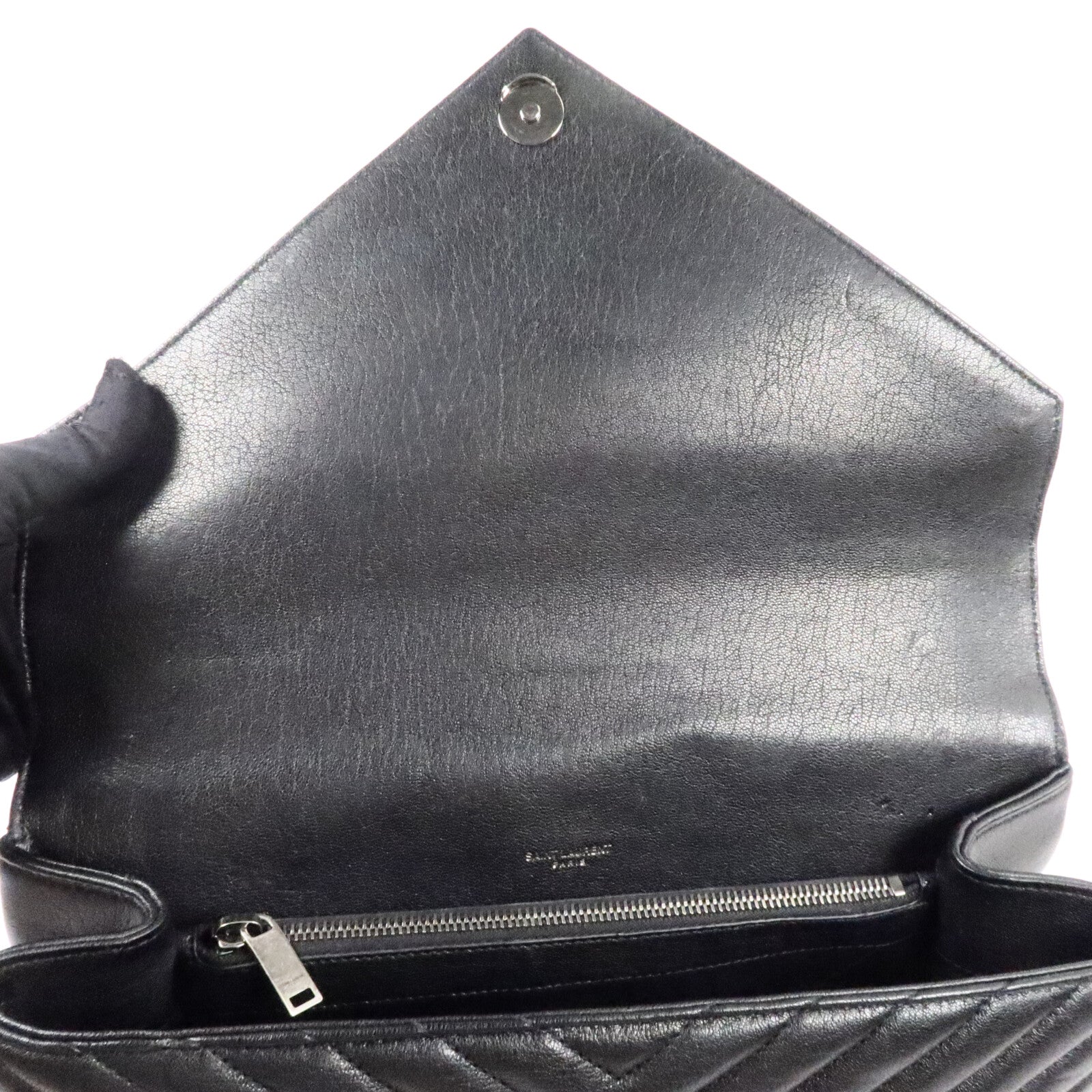 SAINT LAURENT 牛皮皮革College Large鏈帶手挽肩背兩用袋