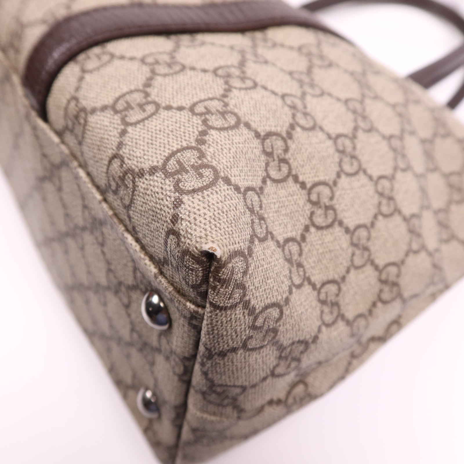 GUCCI 塗層帆布Tote銀扣肩背袋