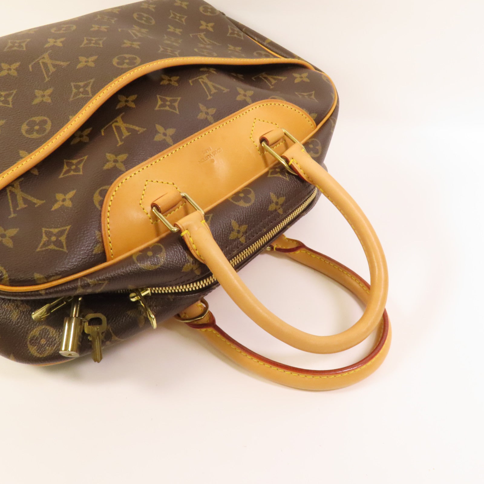 LOUIS VUITTON Monogram Deauville GM金扣手挽袋