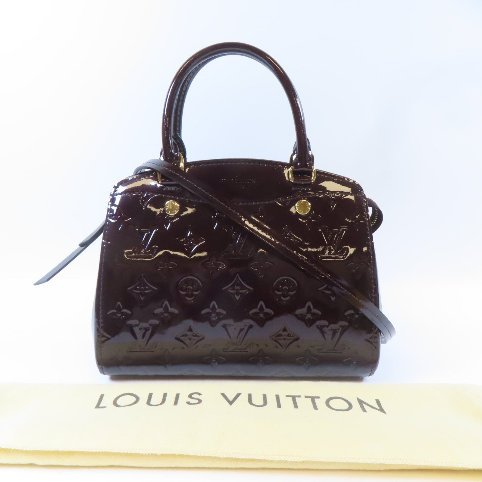 LOUIS VUITTON 【激減優惠】Vernis Brera PM金扣手挽肩背兩用袋啡色