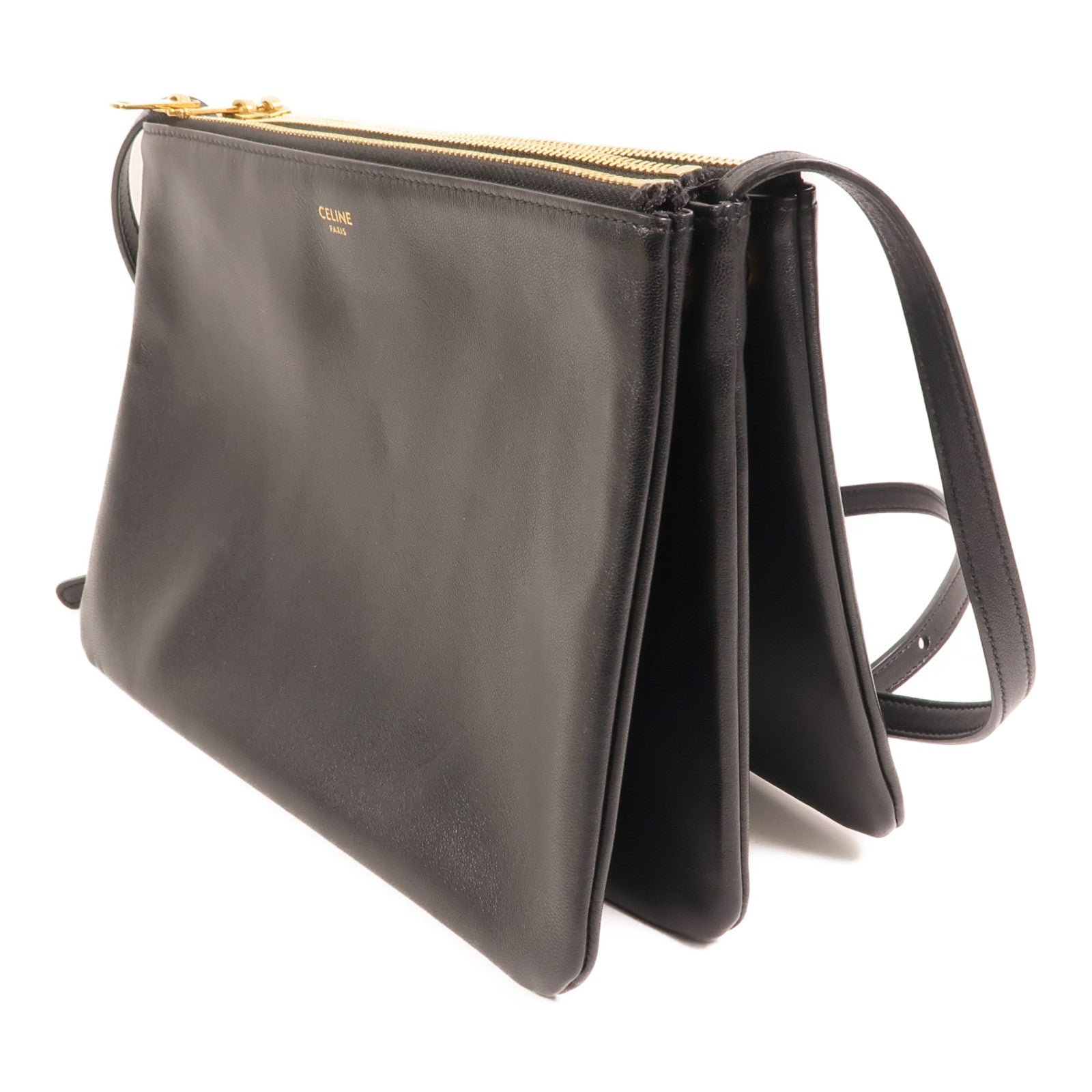 CELINE 牛皮皮革Trio金扣肩背袋