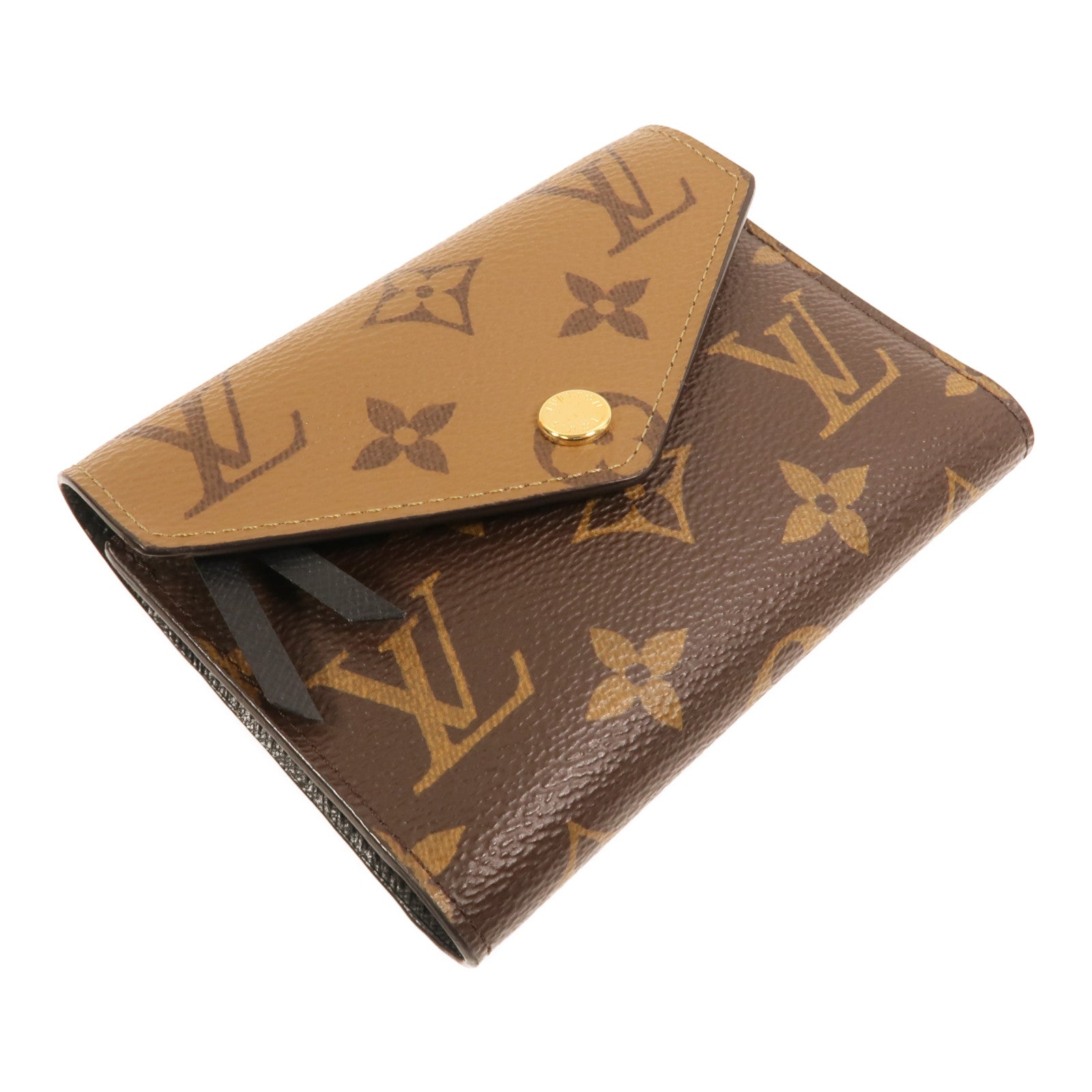 LOUIS VUITTON Monogram/Monogram Reverse Victorine Wallet金扣錢包棕色