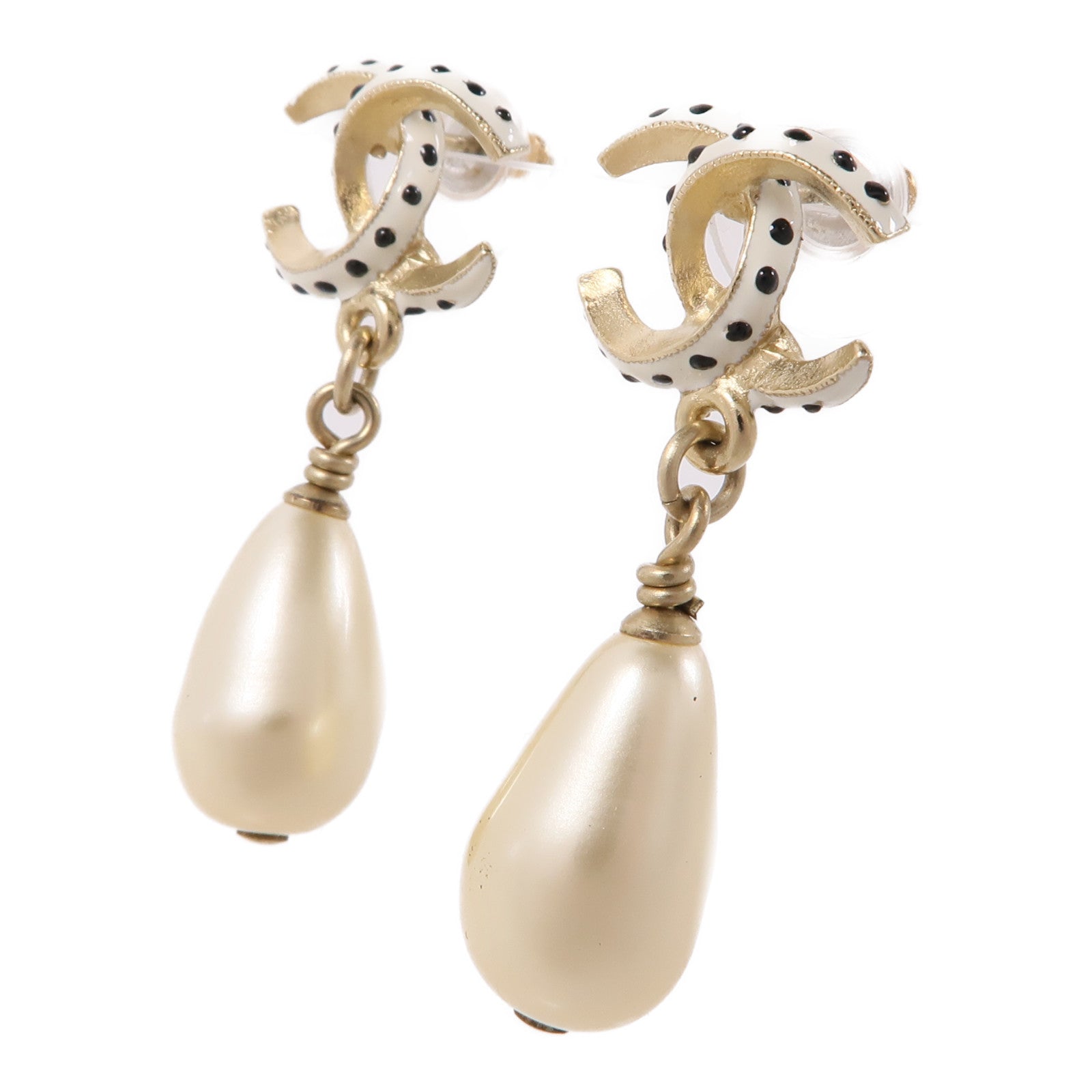 CHANEL 金屬Earrings耳環金色/白色