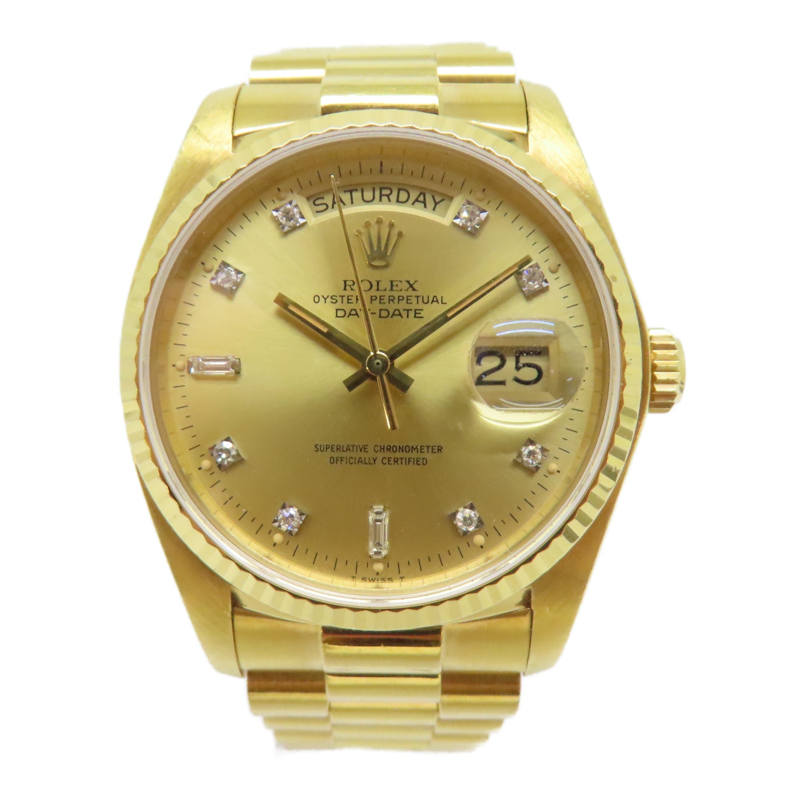 ROLEX Day-Date 36 18K黃金/鑽石自動機芯手錶金色