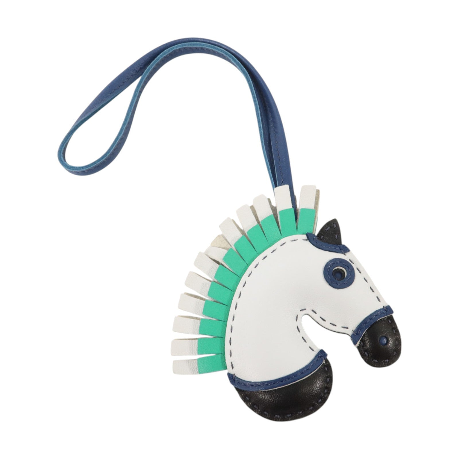 HERMES Milo皮革Geegee Camail掛飾Noir/Bleu de Malte/Menthe/Bleu Brume
