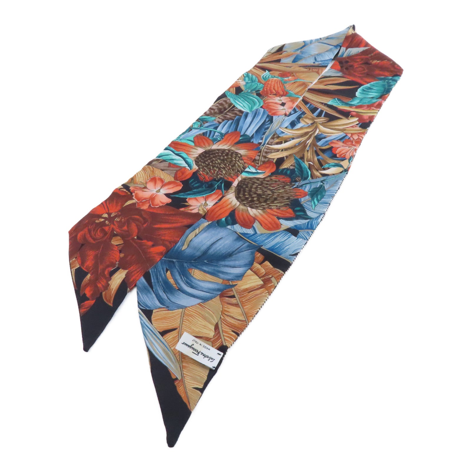 Salvatore Ferragamo 絲質Scarf絲巾黑色/彩色