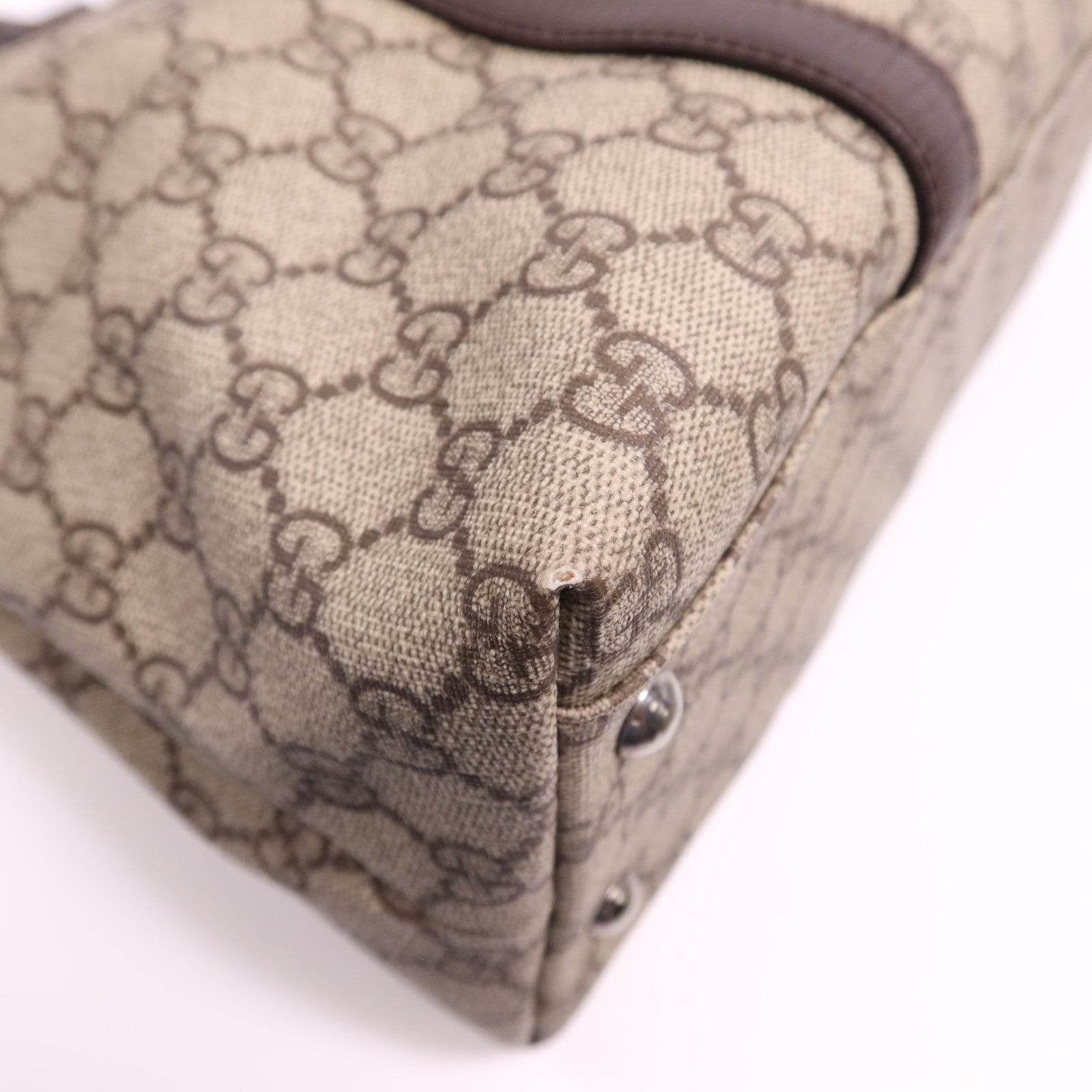 GUCCI 塗層帆布Tote銀扣肩背袋