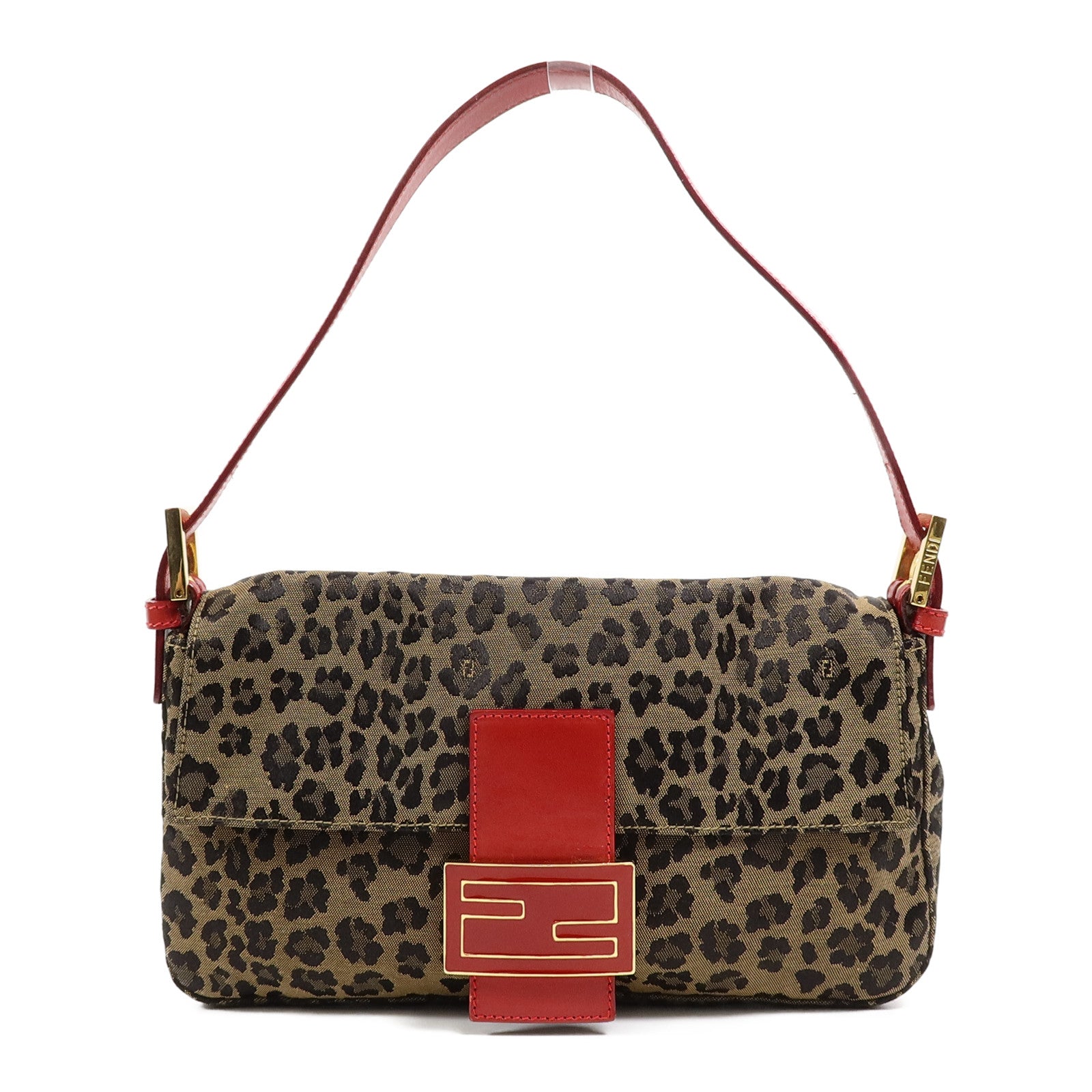 FENDI 帆布Leopard Baguette肩背袋