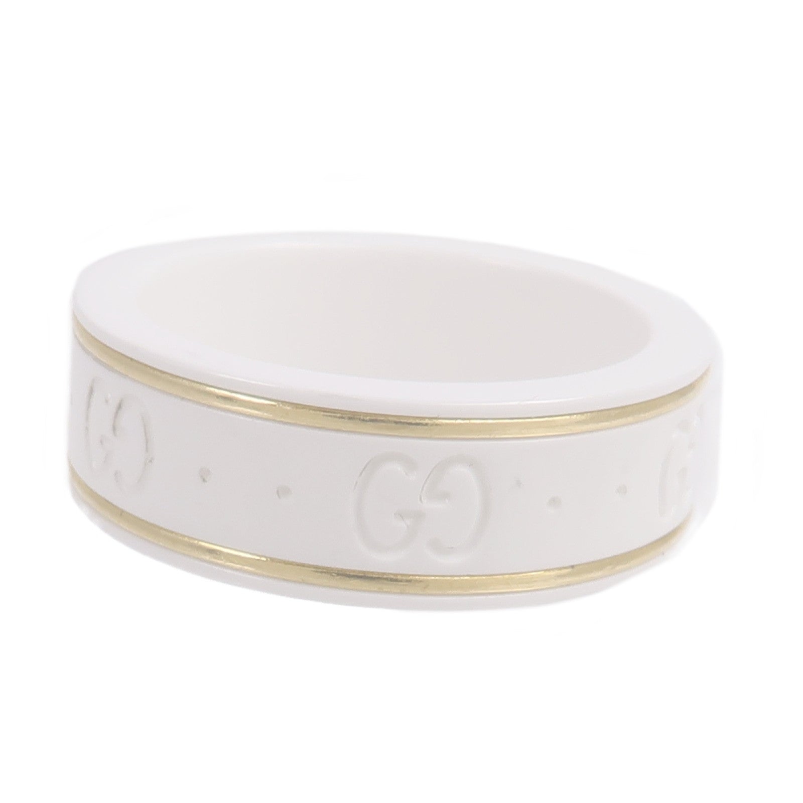 GUCCI White Zirconia/18K黃金 Icon Ring戒指
