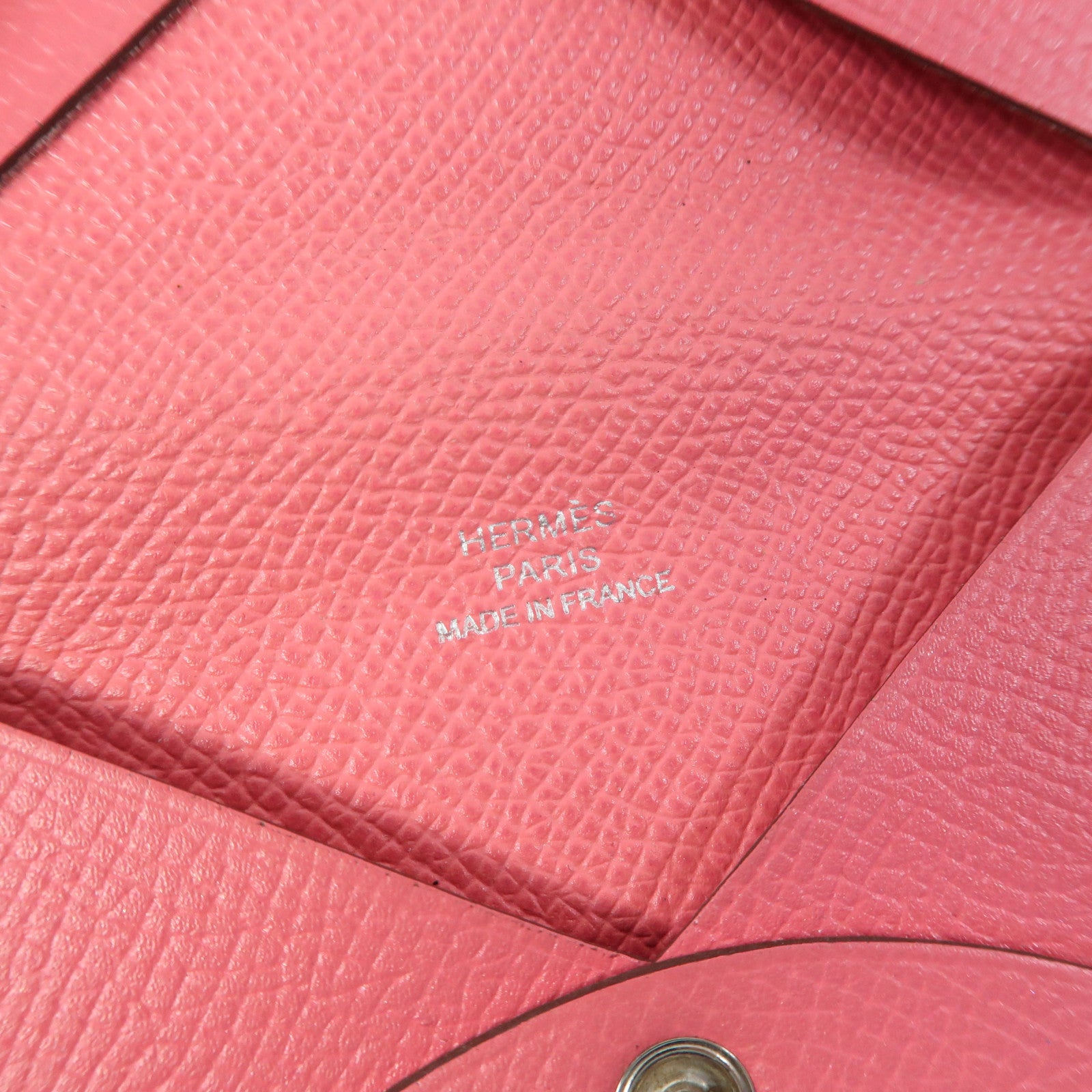 HERMES Epsom皮革Card Case銀扣卡片套粉紅色