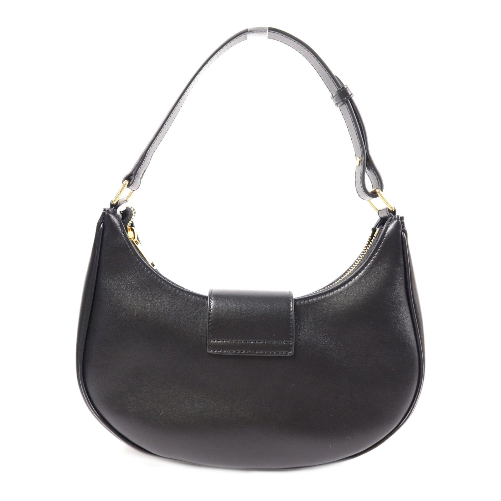 CELINE GHW Ava Shoulder Bag Calfskin Leather Black 6962