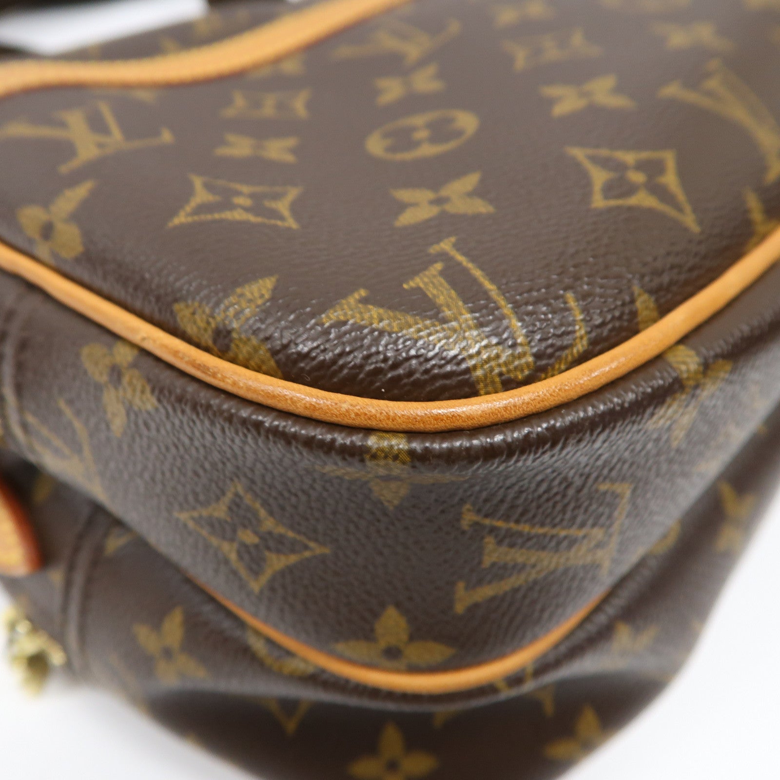 LOUIS VUITTON Monogram Reporter PM金扣肩背袋啡色