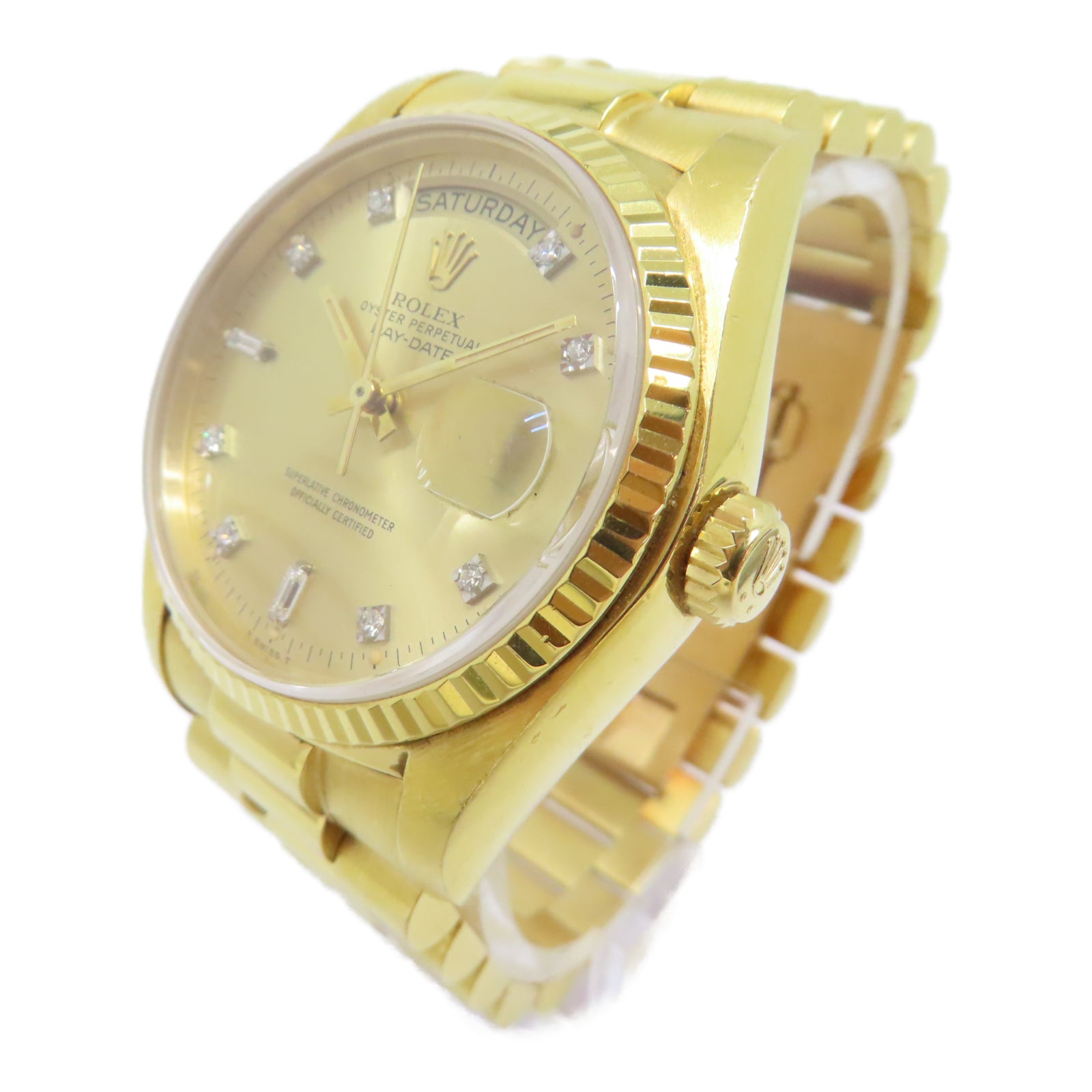 ROLEX Day-Date 36 18K黃金/鑽石自動機芯手錶金色
