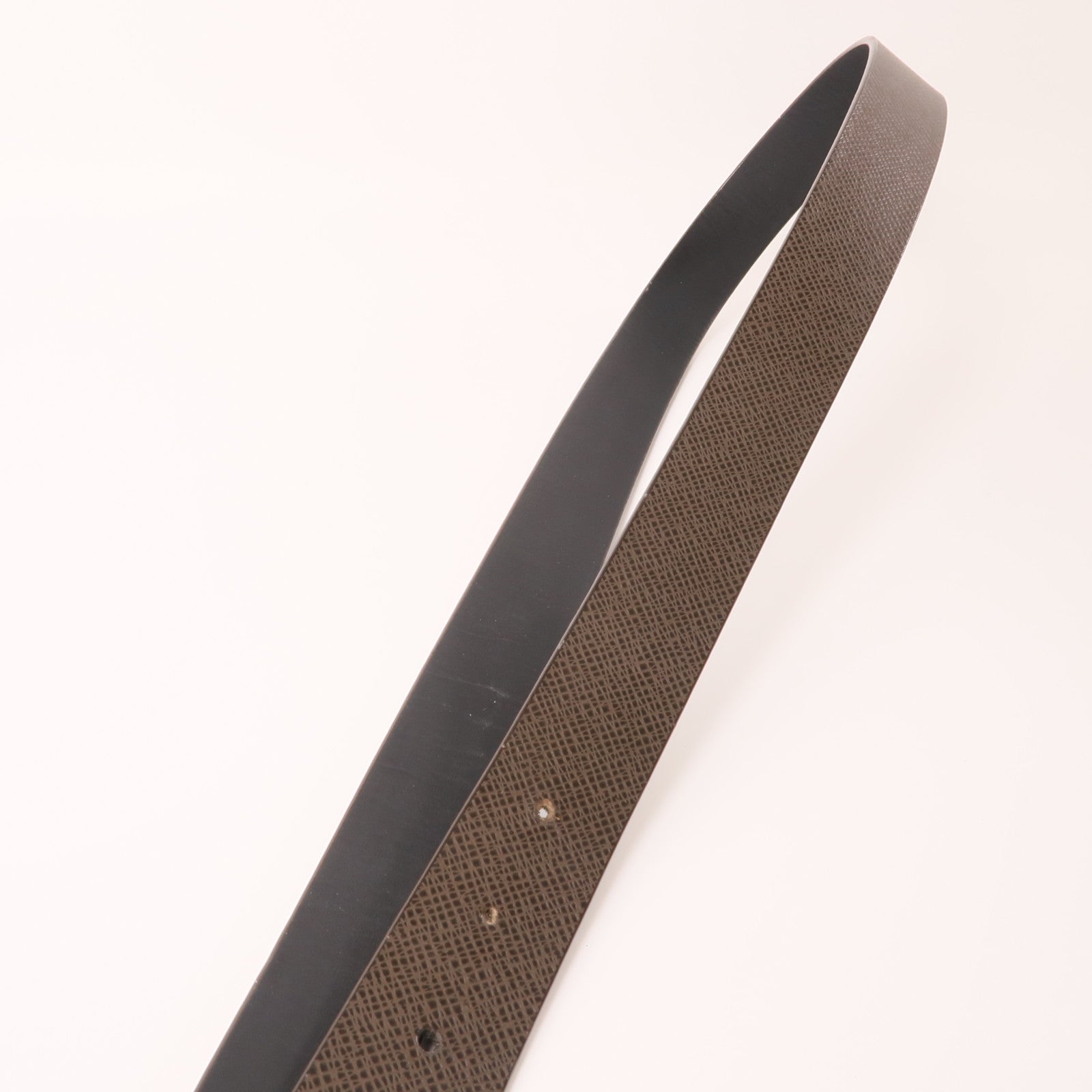 LOUIS VUITTON Taiga Belt銀扣皮帶棕色