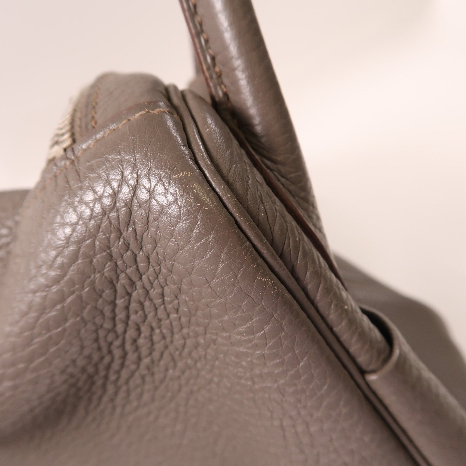 HERMES Clemence皮革Lindy 30銀扣手挽肩背兩用袋色Etain/灰色