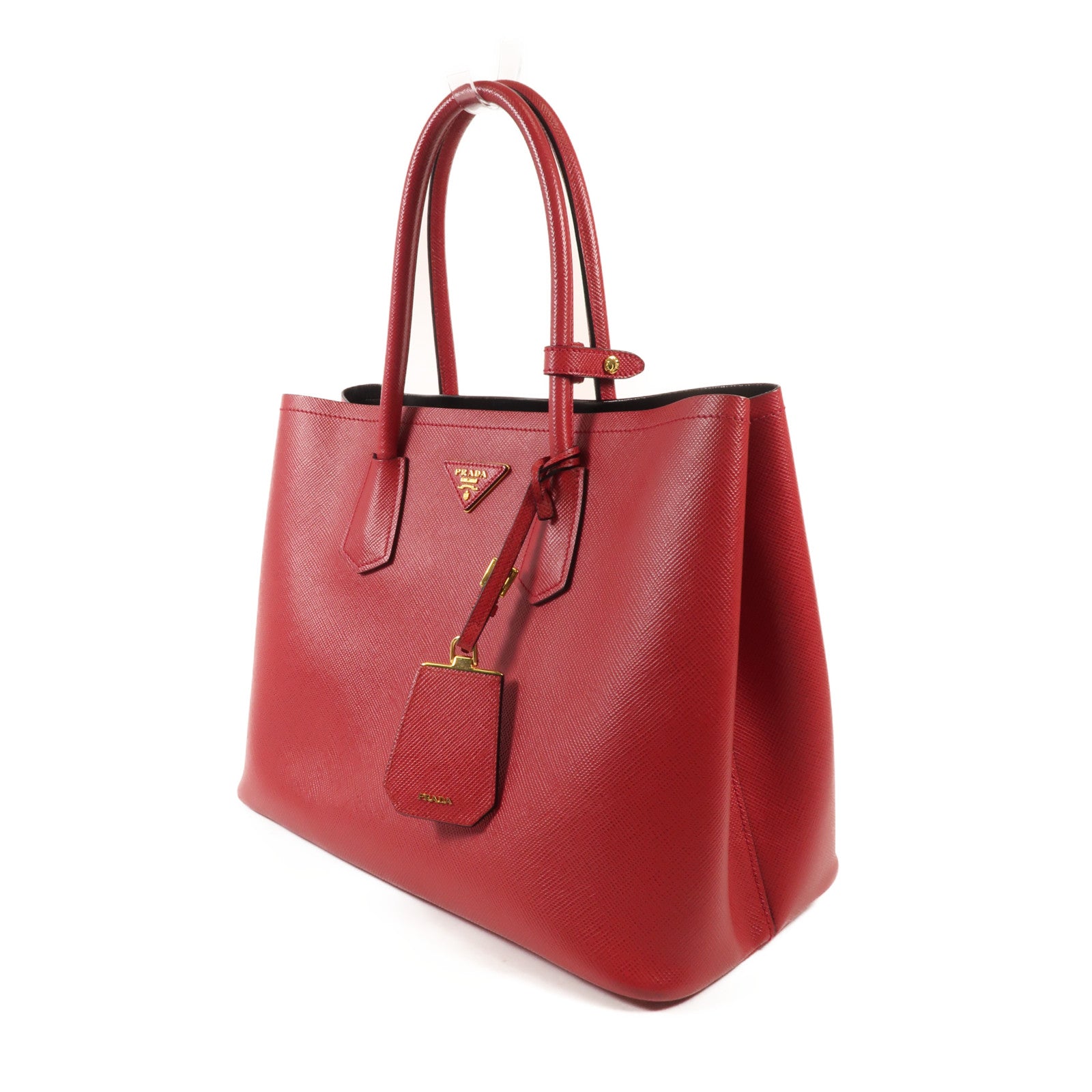 PRADA Saffiano皮革金扣手挽肩背兩用袋