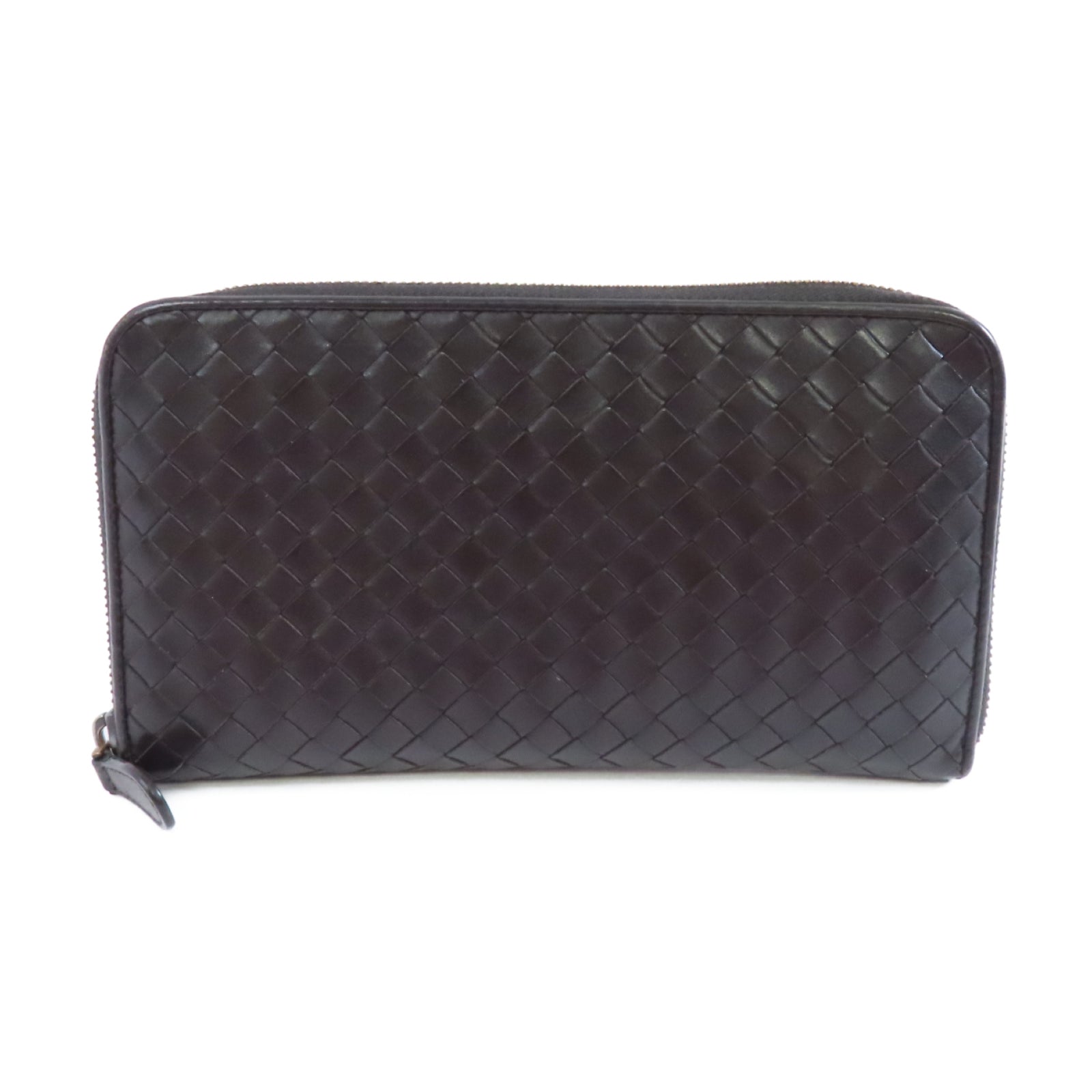 BOTTEGA VENETA 織紋牛皮皮革Zipper Wallet金扣長錢包黑色