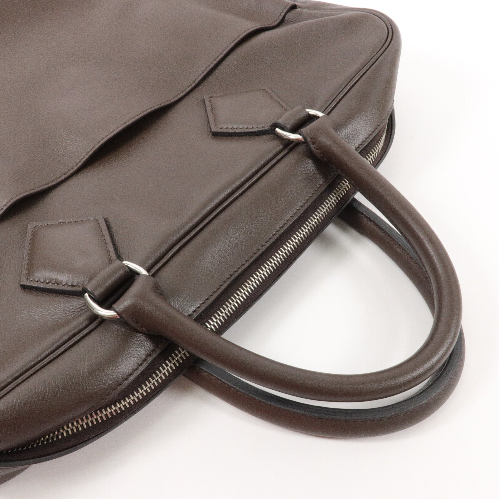 HERMES Evergrain皮革Plume Briefcase手挽袋Chocolate