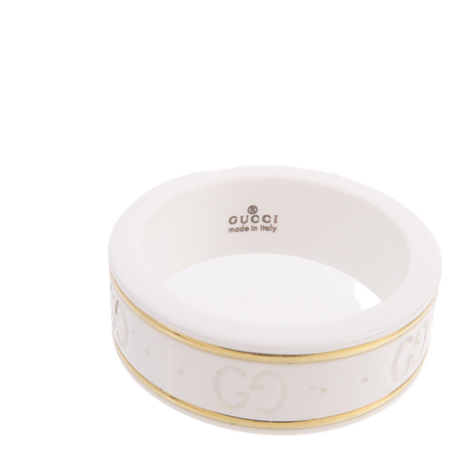 GUCCI White Zirconia/18K黃金 Icon Ring戒指