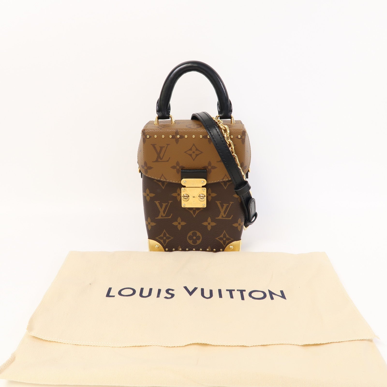 LOUIS VUITTON 【激減優惠】Monogram Reverse Camera Box金扣手挽肩背兩用袋啡色
