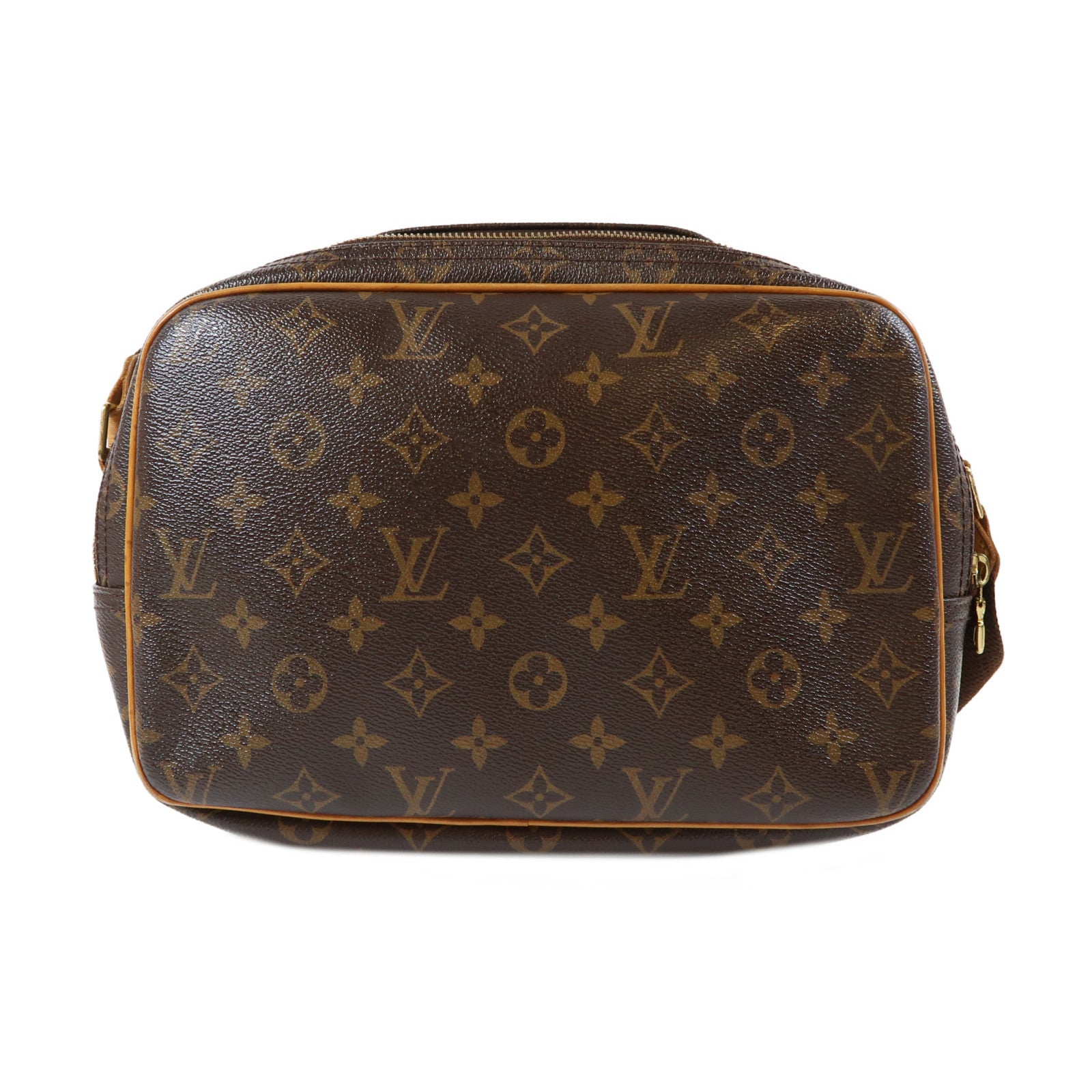 LOUIS VUITTON Monogram Reporter PM金扣肩背袋啡色