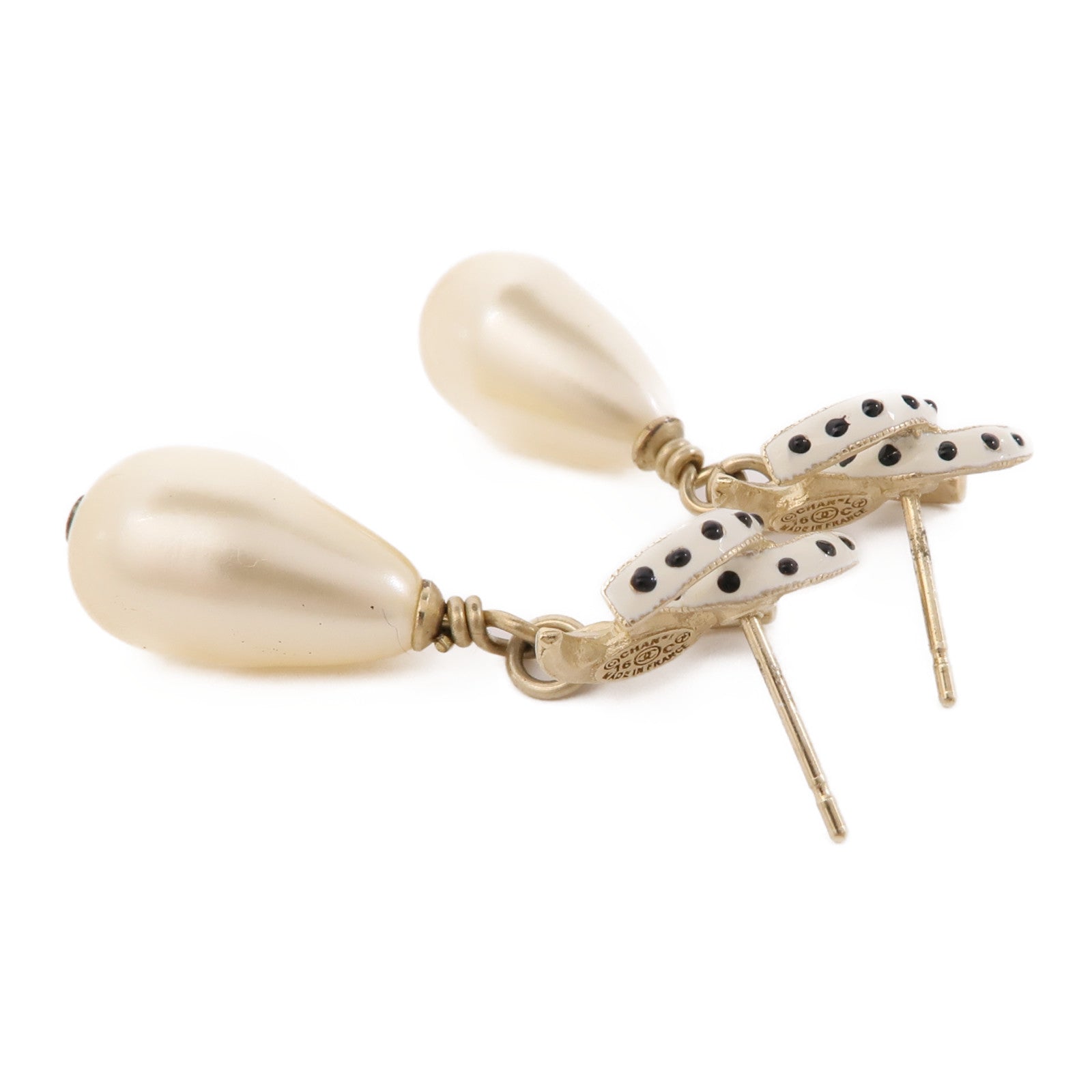 CHANEL 金屬Earrings耳環金色/白色