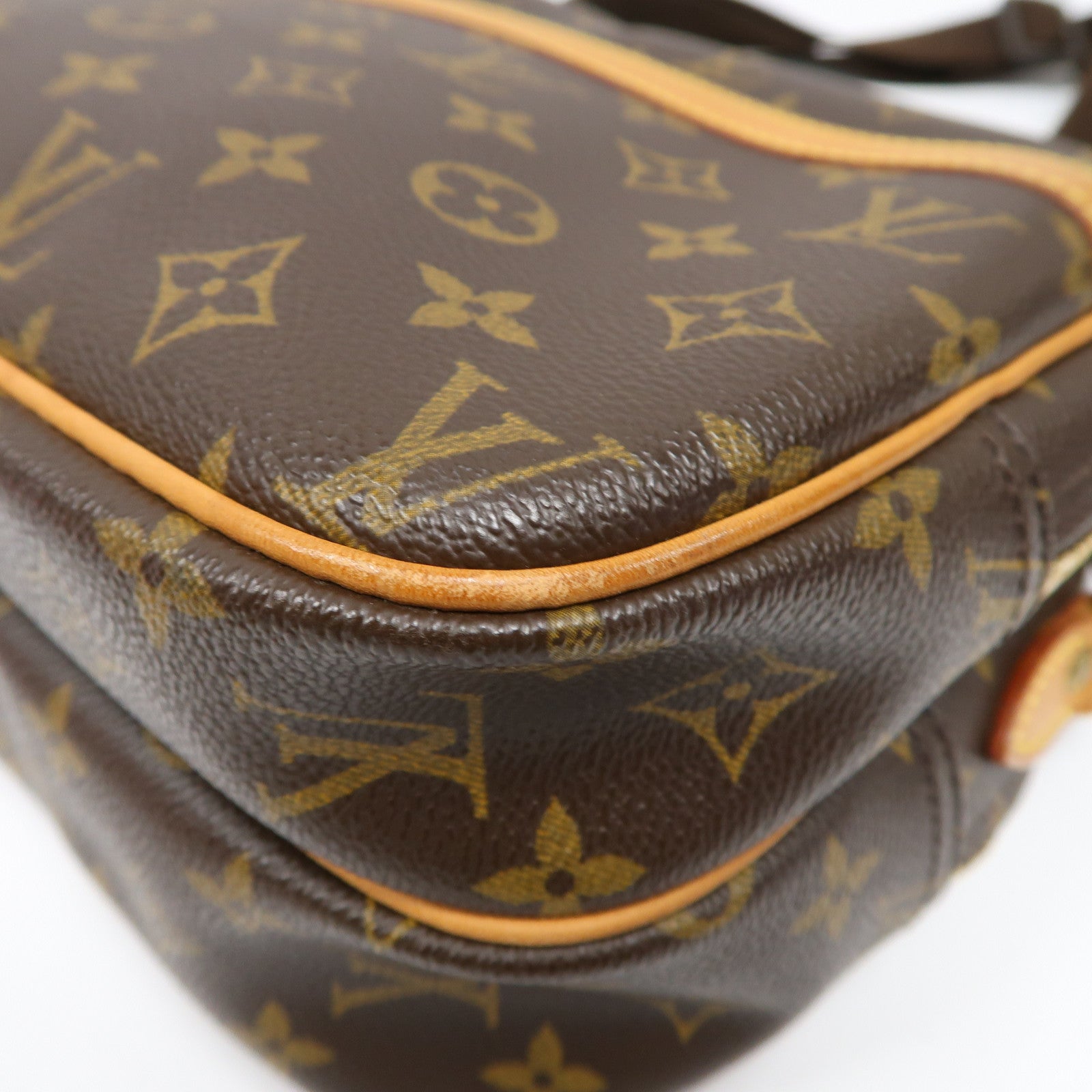 LOUIS VUITTON Monogram Reporter PM金扣肩背袋啡色