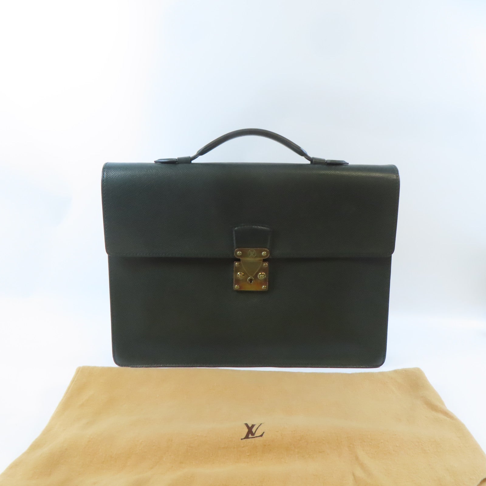 LOUIS VUITTON 【激減優惠】Taiga Business Bag金扣公事包綠色