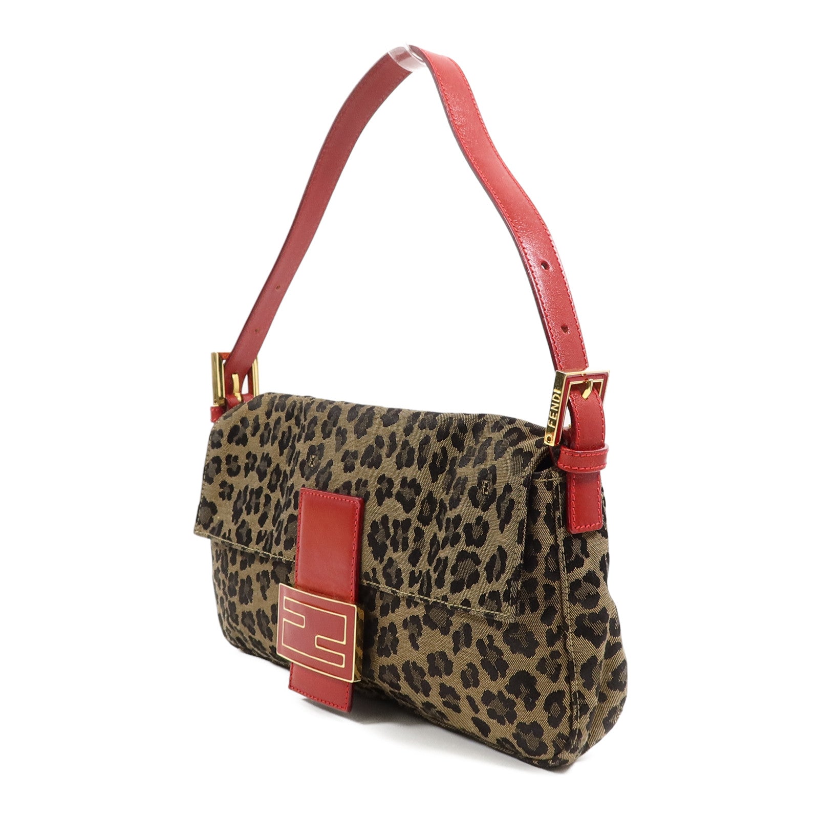 FENDI 帆布Leopard Baguette肩背袋