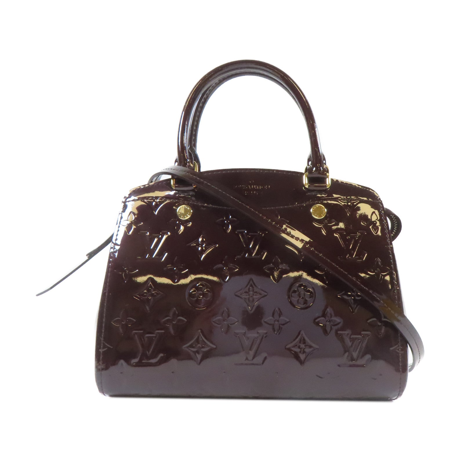LOUIS VUITTON 【激減優惠】Vernis Brera PM金扣手挽肩背兩用袋啡色