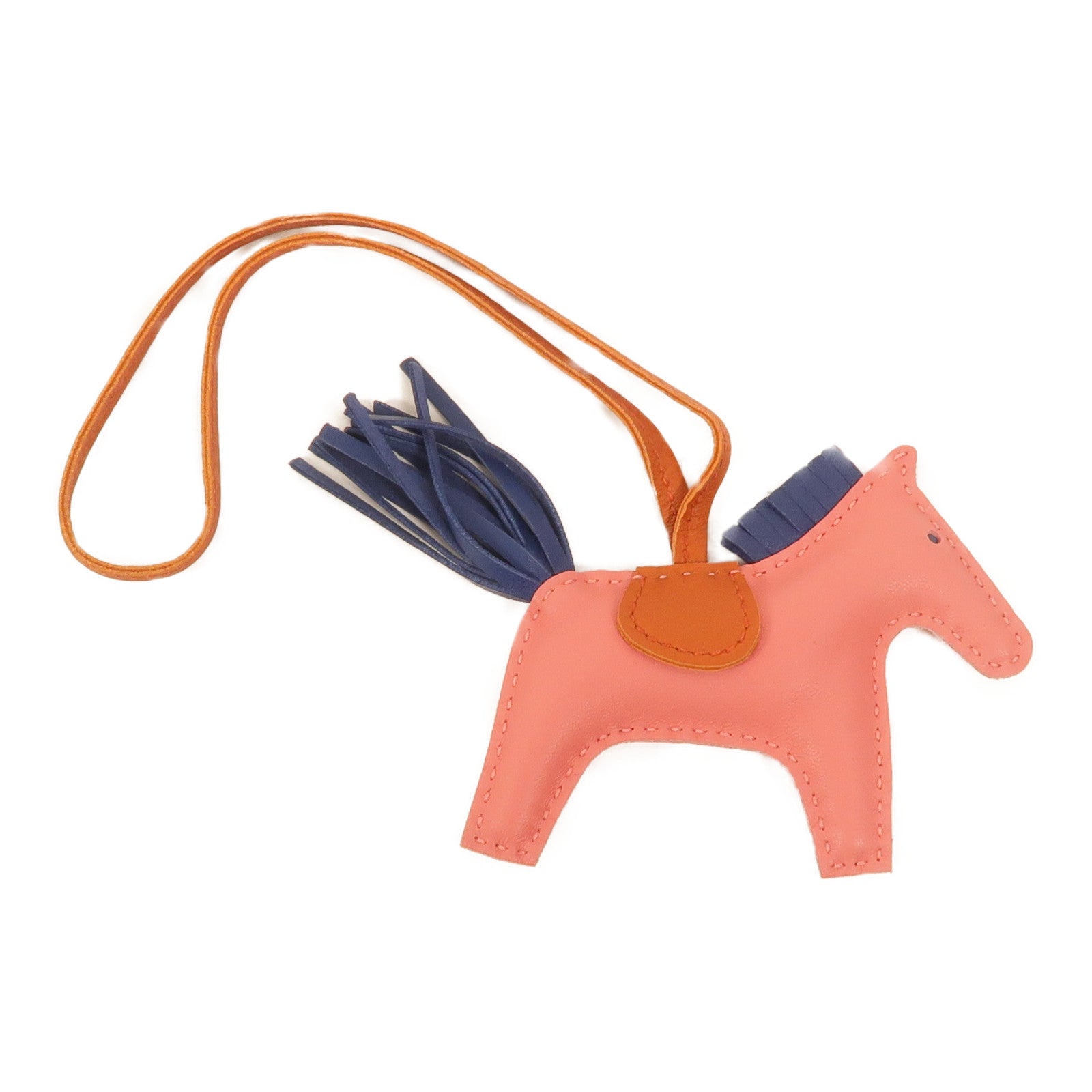 HERMES Milo皮革Rodeo PM掛飾Rose Azalee/Bleu de Malte/Cornaline