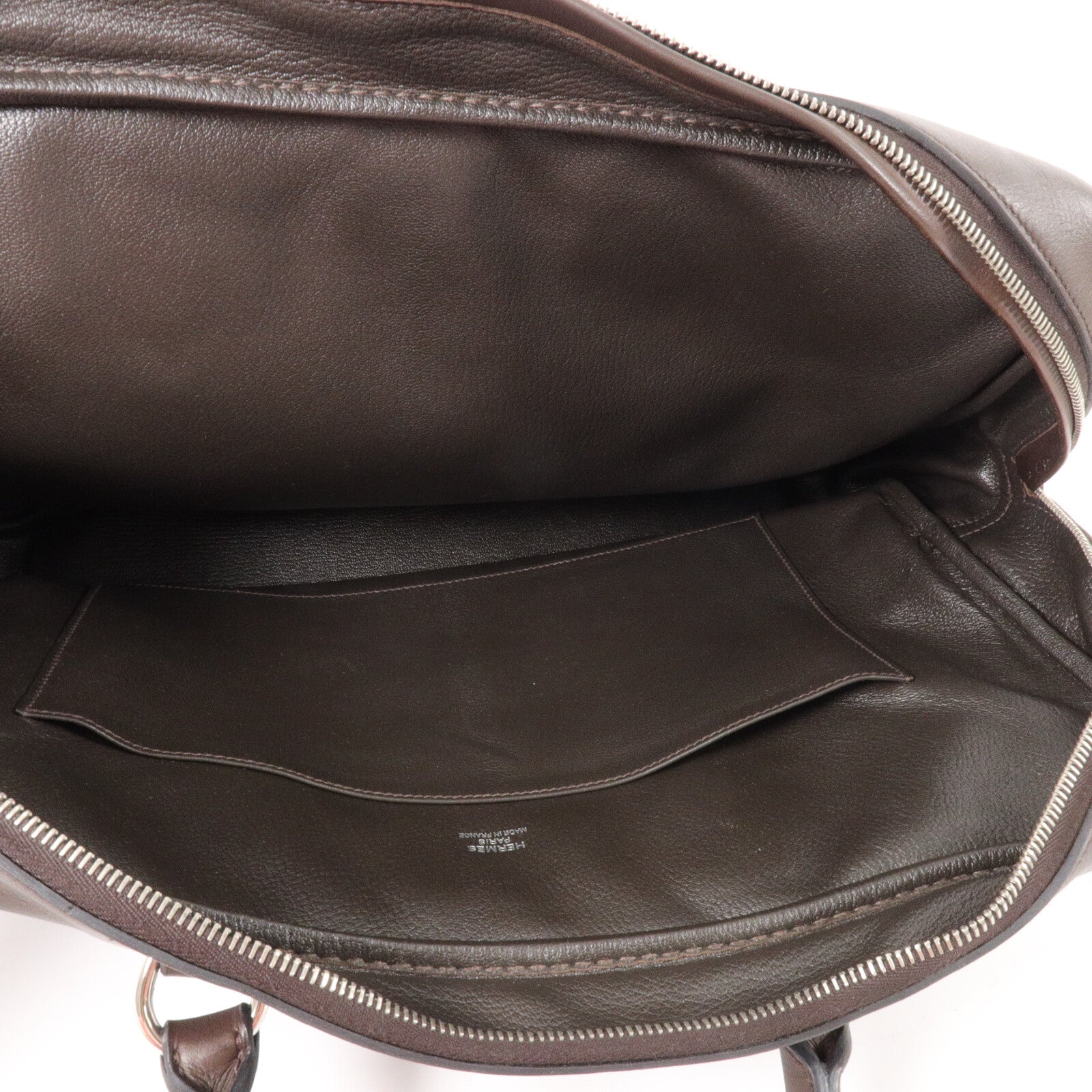 HERMES Evergrain皮革Plume Briefcase手挽袋Chocolate