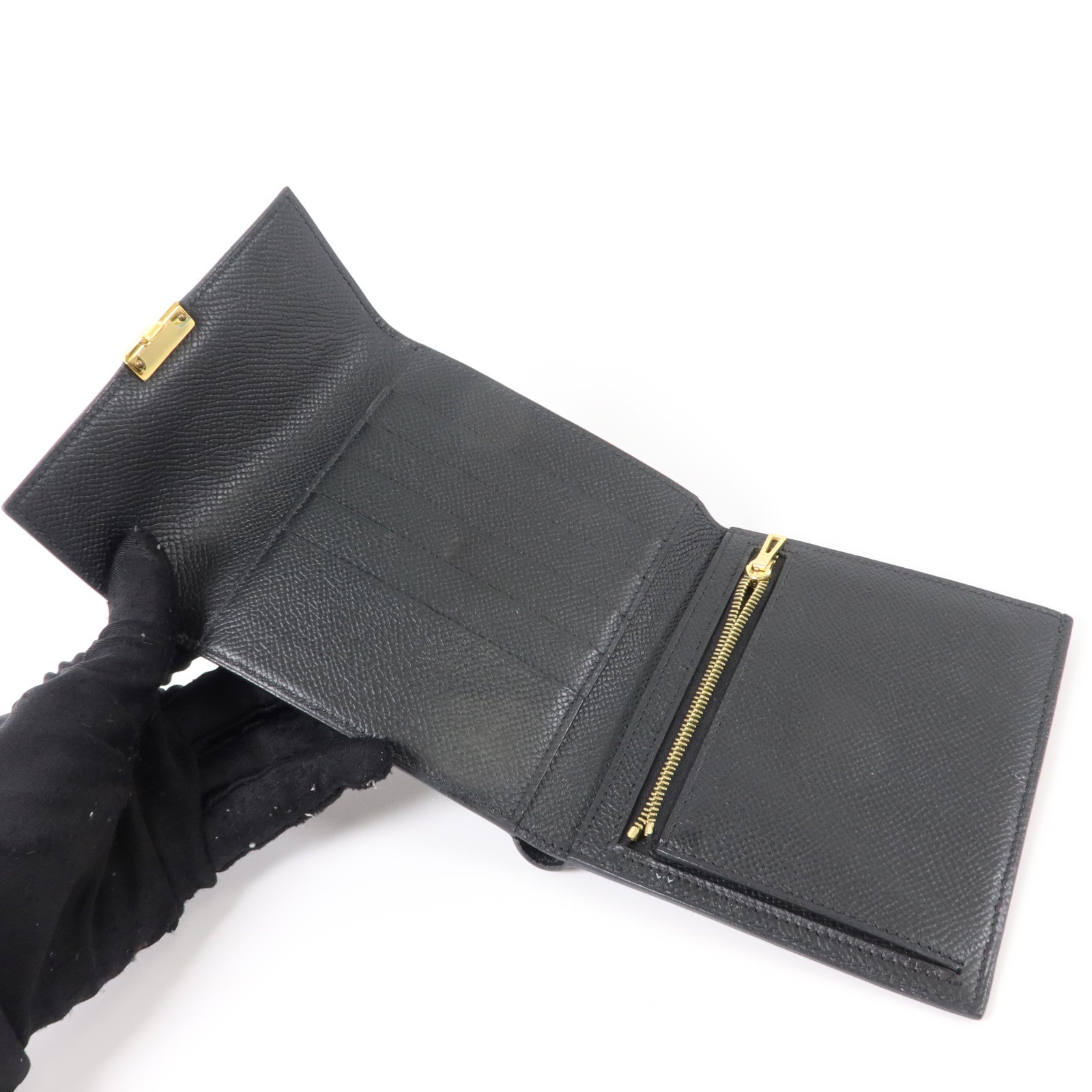 HERMES Epsom皮革Clic 12 Wallet金扣錢包Noir